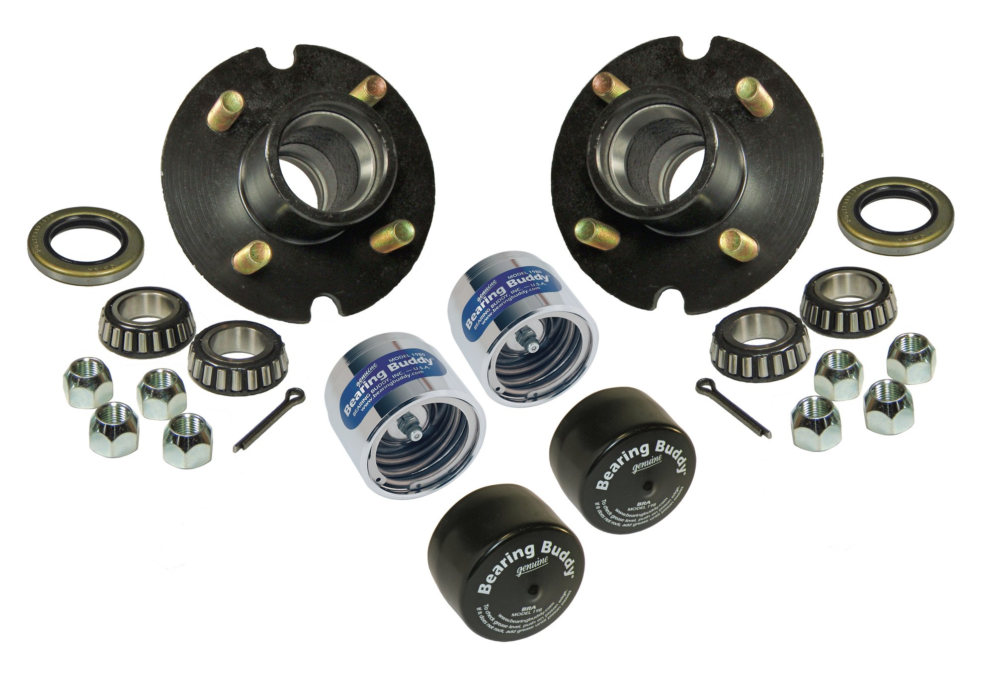 BT-100-04-A-BBC Trailer Hub Assembly - 1 Inch Inner Diameter Bearings with Chrome Bearing Protectors & Brass - Perfect for Boat Trailers, Utility Trailers & RV Maintenance