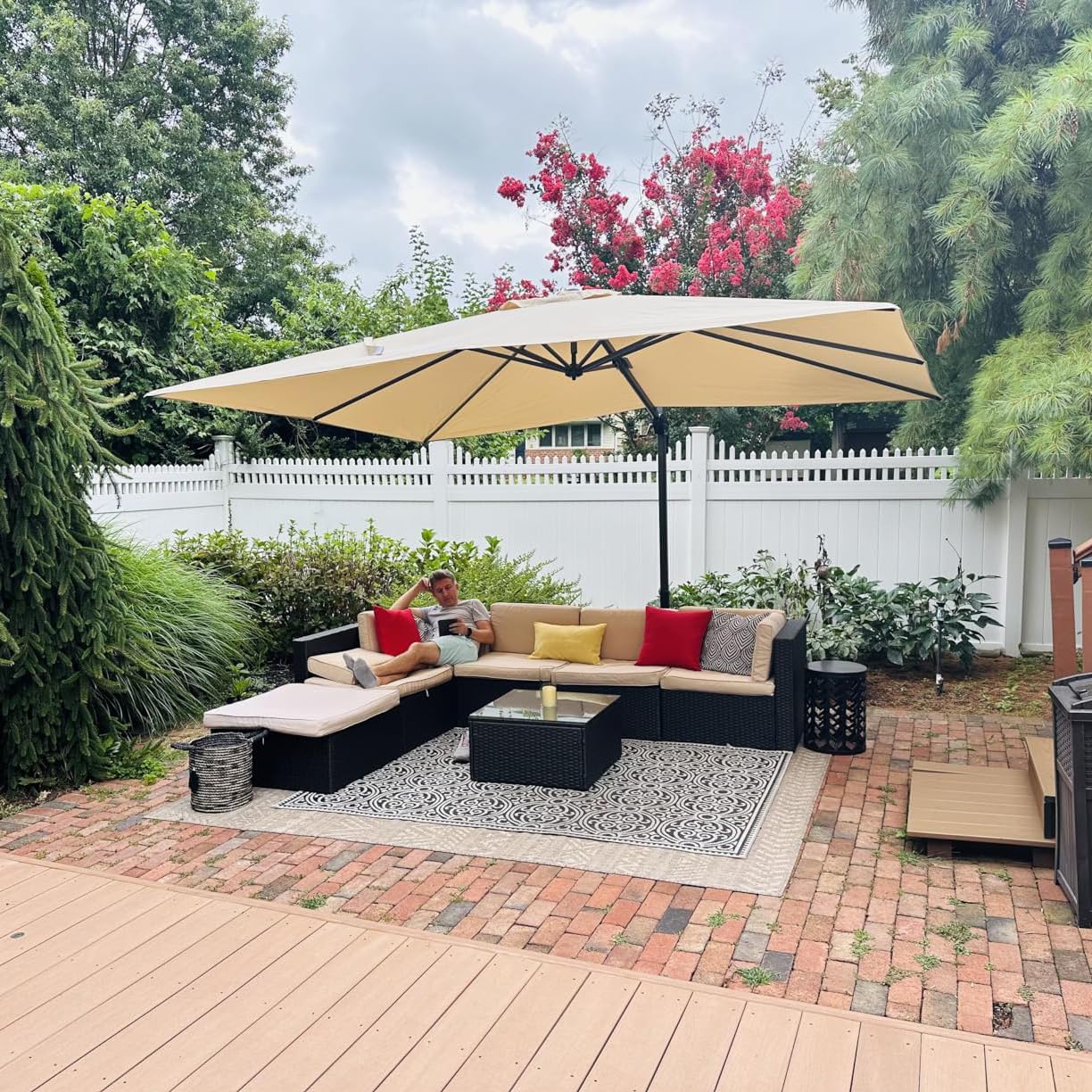 PURPLE LEAF 10ft Outdoor Cantilever Patio Umbrella - 360° Rotating Square Aluminum Offset Umbrella for Garden, Deck, Pool & Backyard (Beige) | Perfect for Sun Protection & Outdoor Relaxation