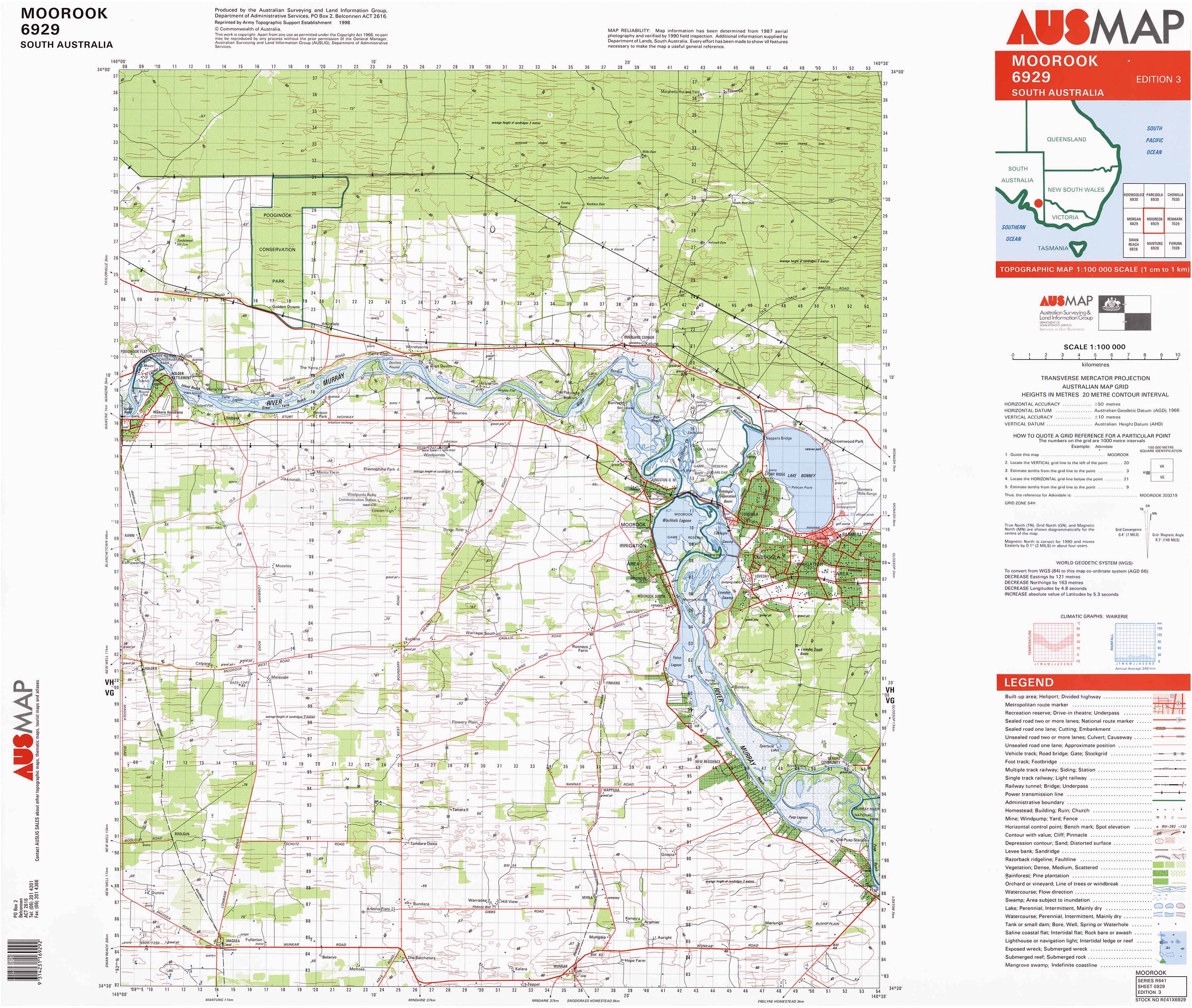 1:100k Topographic Map of Moorook - Detailed Hiking, Camping & Outdoor Adventure Map - Perfect for Backpacking, Trail Navigation & Exploration