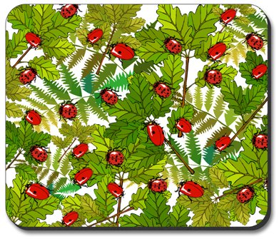 Ladybugs and Leaves Art Plates Mouse Pad - Non-Slip Desk Mat for Computers, Gaming & Office Use - Cute Home & Workspace Decor