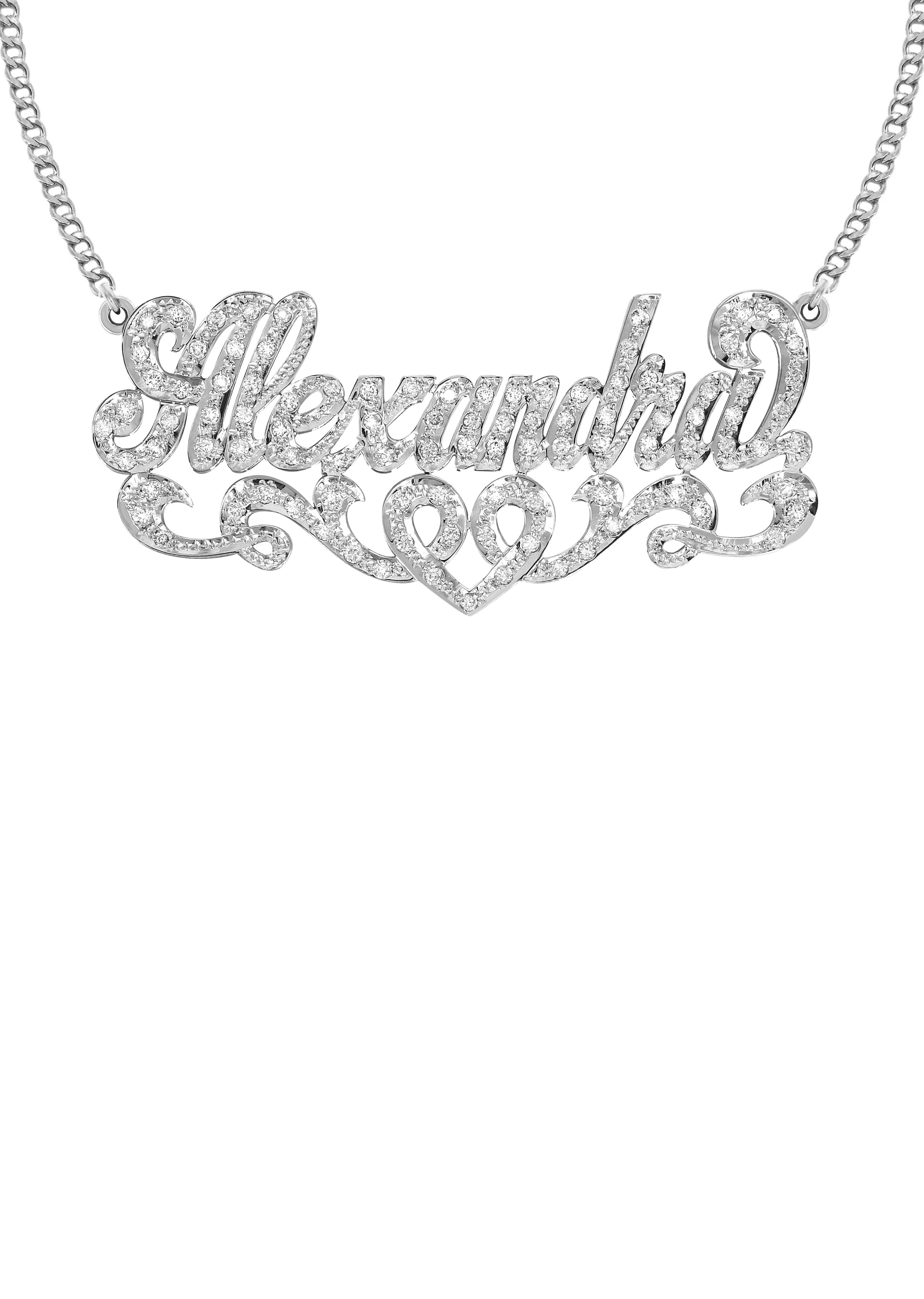 14K White Gold Diamond Name Plate Necklace for Women - Custom Engraved Personalized Jewelry Gift for Her | Perfect for Birthdays, Anniversaries & Special Occasions