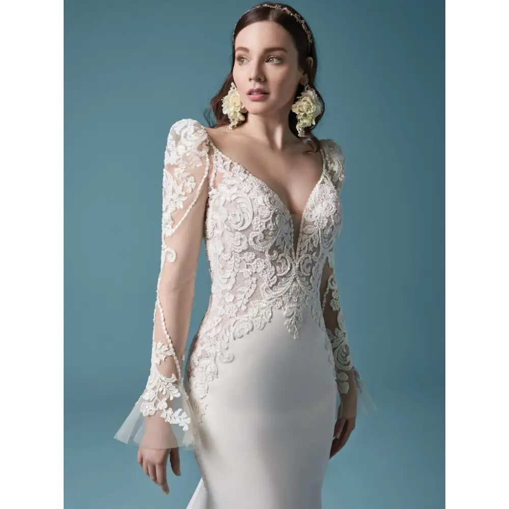 Maggie Sottero Nikki Detachable Sleeve Wedding Dress - Elegant Bridal Gown for Church Ceremony & Outdoor Wedding Photos