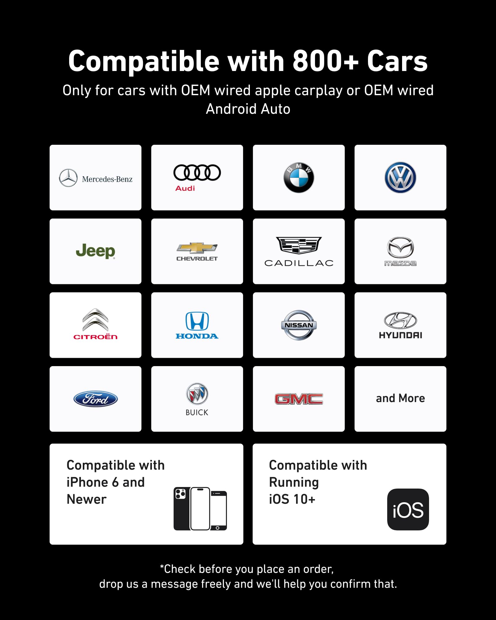 Wireless CarPlay Adapter & Android Auto Dongle - 2025 Upgraded Auto-Connect, Low Latency for iPhone iOS 10+ & Android 10+ - Perfect for Hands-Free Driving & Seamless Music Streaming