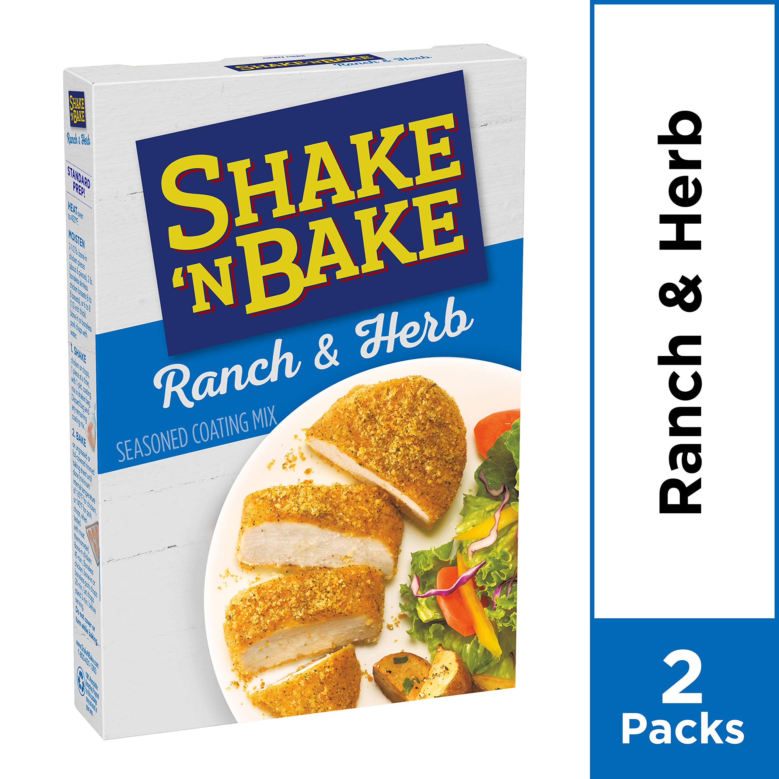 Shake 'N Bake Ranch & Herb Seasoned Coating Mix - 4.75 oz (Pack of 8) | Perfect for Chicken, Pork & Fish | Easy Homemade Breading for Crispy Oven-Baked Meals