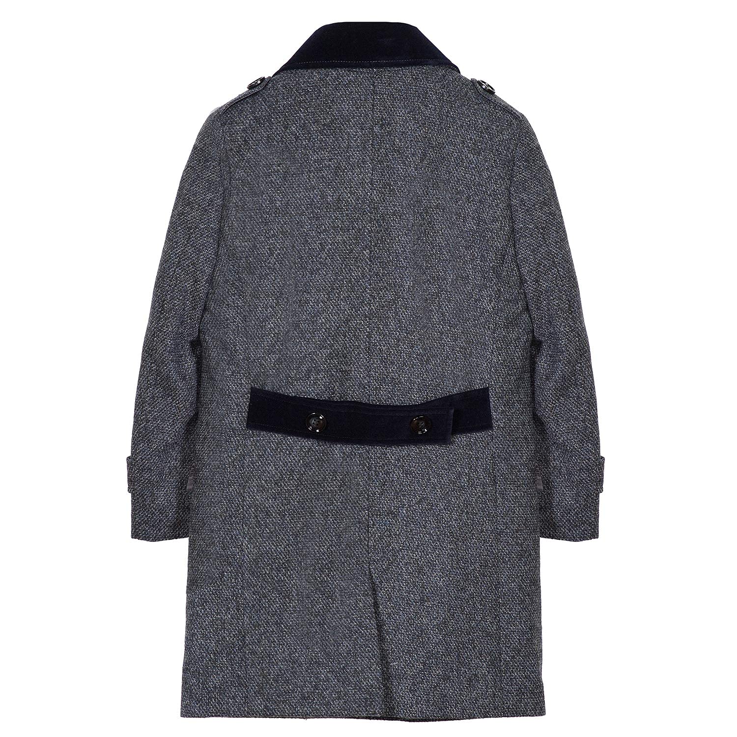 Isaac Mizrahi Boys' 2-20 Velvet Collar Quilt-Lined Wool Blend Peacoat | Warm Winter Coat for School, Outdoor Activities & Special Occasions