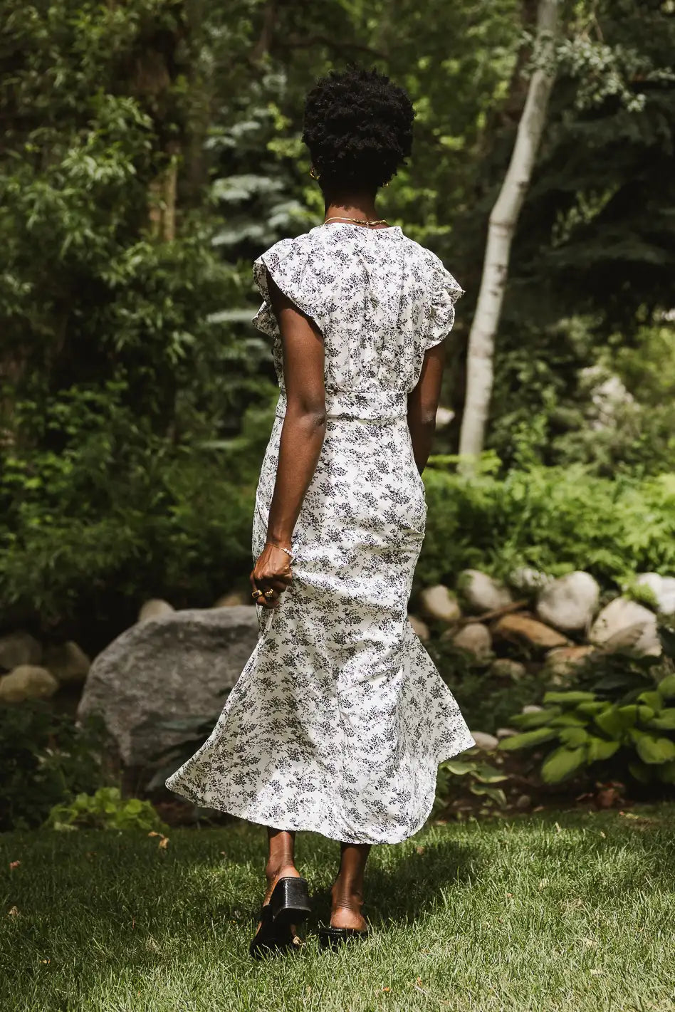 Erica Floral Midi Dress - Women's Summer Boho Flowy Dress with Short Sleeves | Perfect for Beach Vacations, Garden Parties & Date Nights (Final Sale)