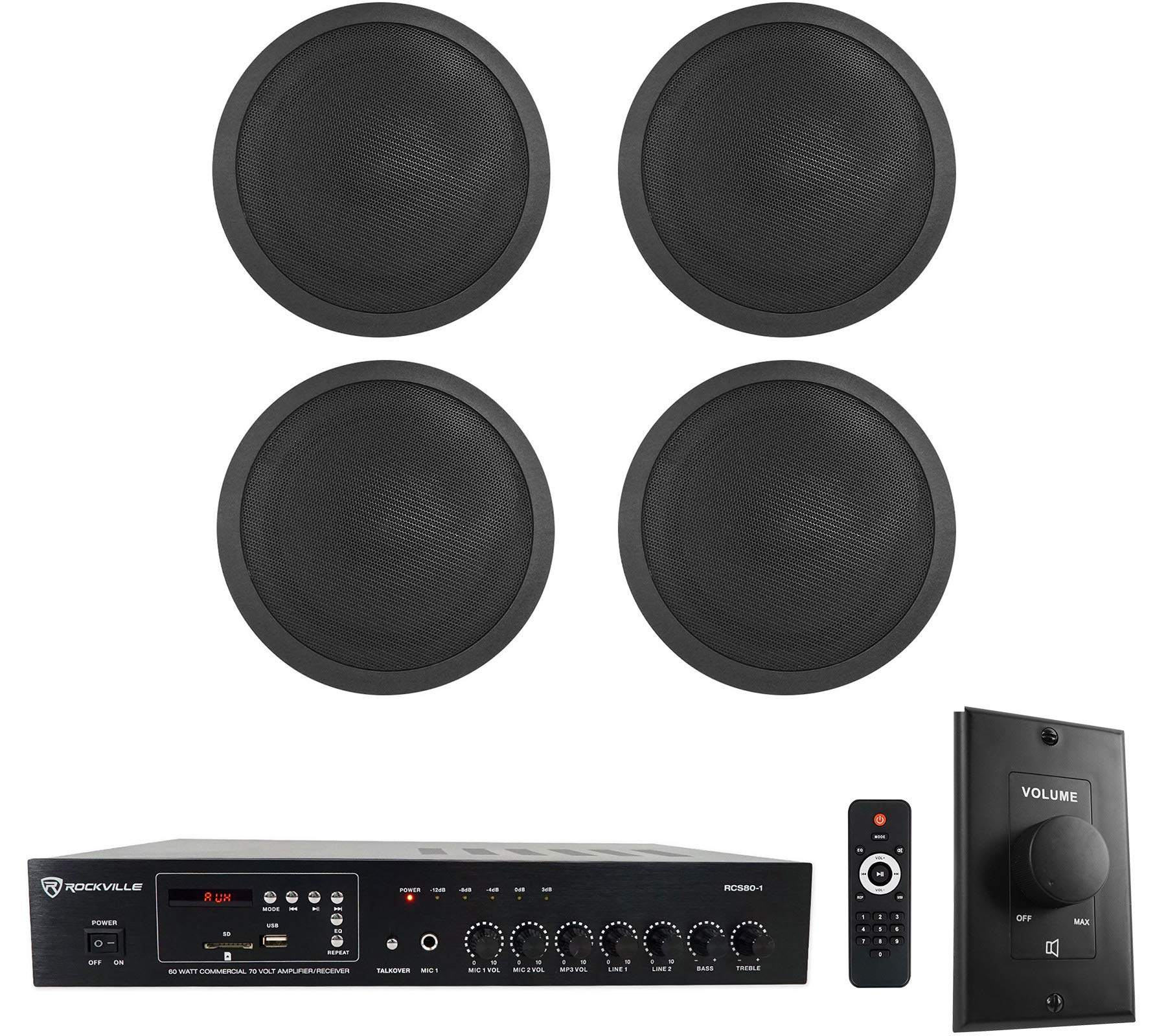 Rockville Commercial Restaurant Amplifier with (4) 5