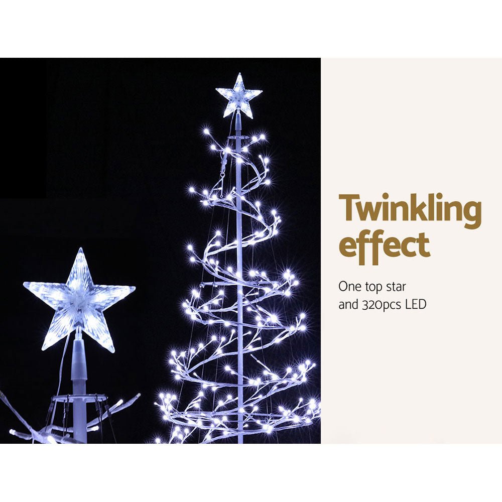 1.8M Pre-Lit Christmas Tree with 320 LED Cold White Lights & Fiber Optic Branches - Perfect for Home, Office, and Holiday Decorations