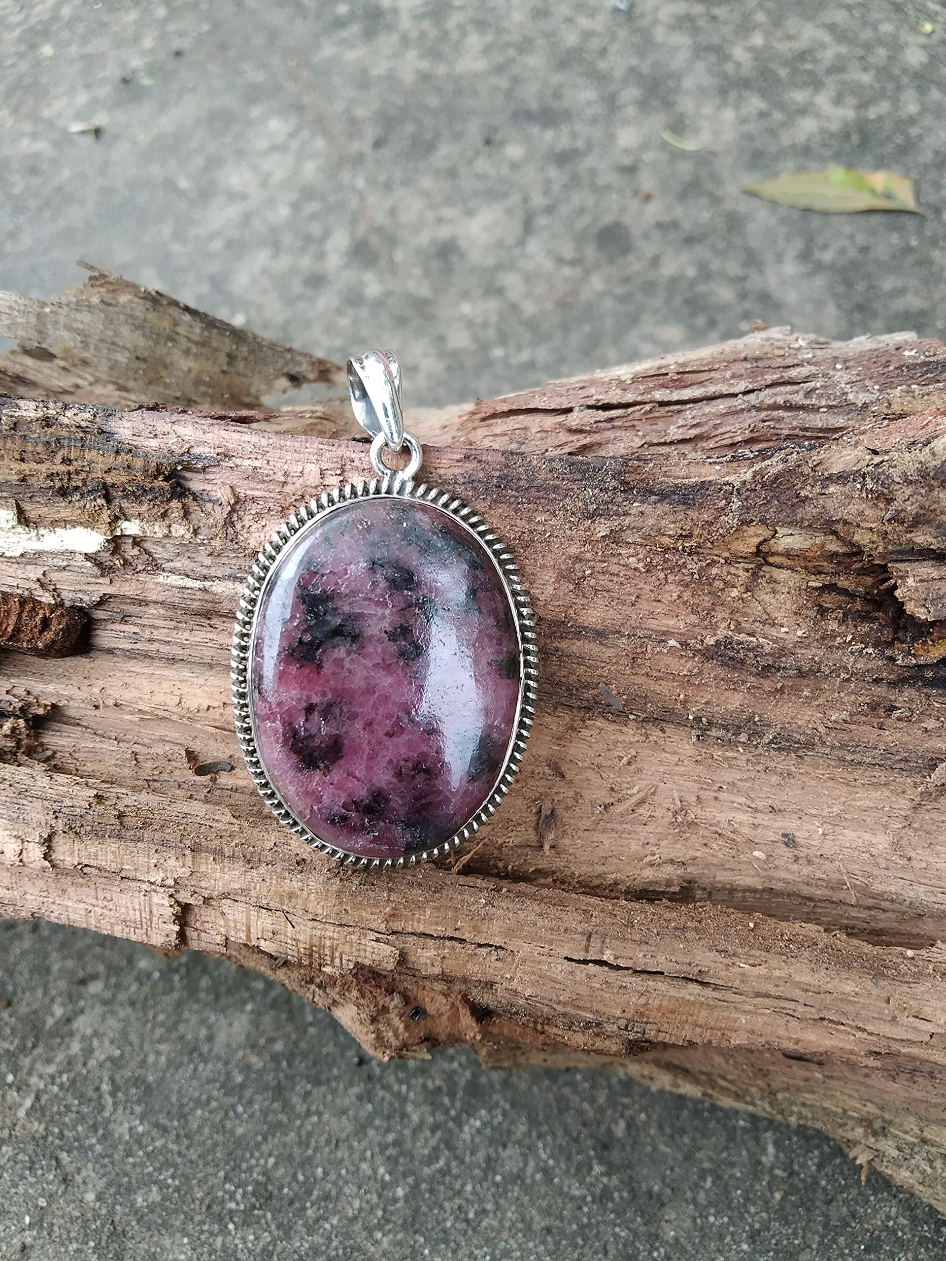 925 Sterling Silver Rhodonite Pendant - Healing Crystal Jewelry for Women, Boho Style Promise Necklace | Wedding, Engagement, Anniversary & Christmas Gift Idea | Unique Gypsy Jewelry for Spiritual Healing & Special Occasions