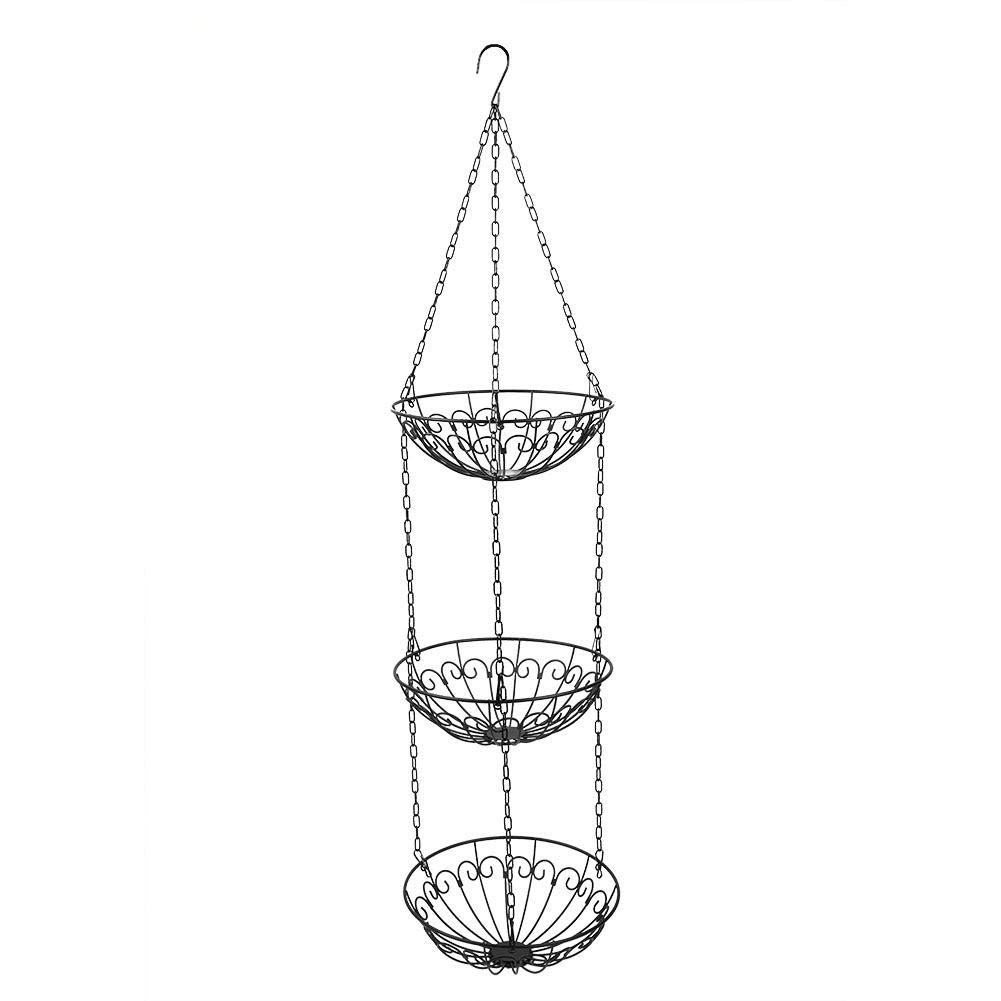 3-Tier Hanging Vegetable Basket - Rustic Kitchen Storage Organizer for Fruits, Vegetables & Groceries - Perfect for Home, Kitchen, Party Decor & Celebration Display