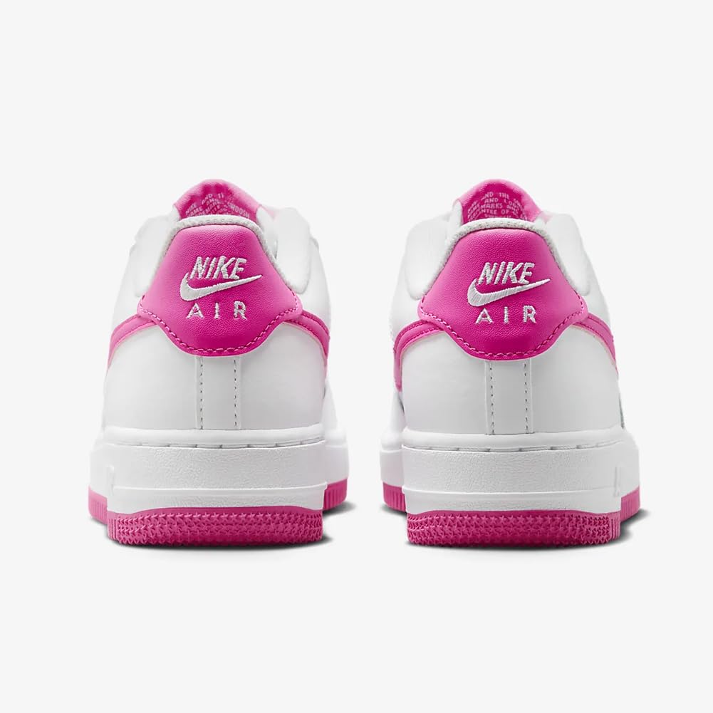 Nike Air Force 1 Big Kids' Shoes - White/Laser Fuchsia (FV5948-102) - Size 4 Big Kid - Perfect for School, Sports & Casual Wear