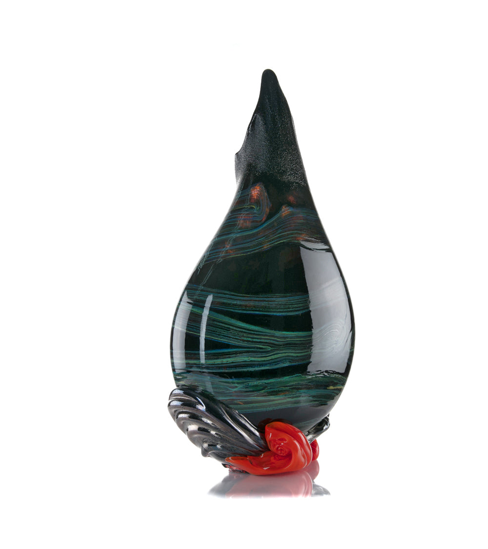 Daniel Moe Black Lava Trail 1 Glass Vessel - Modern Home Decor, Unique Centerpiece for Dining Table, Living Room, or Office