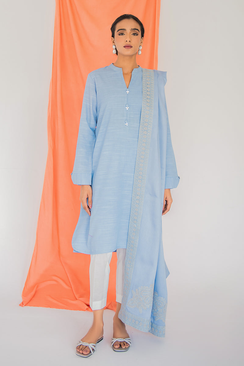 Stylish INSIGNIA BLUE 2-Piece Set (Shirt & Dupatta) for Women - Perfect for Weddings, Parties & Festive Occasions