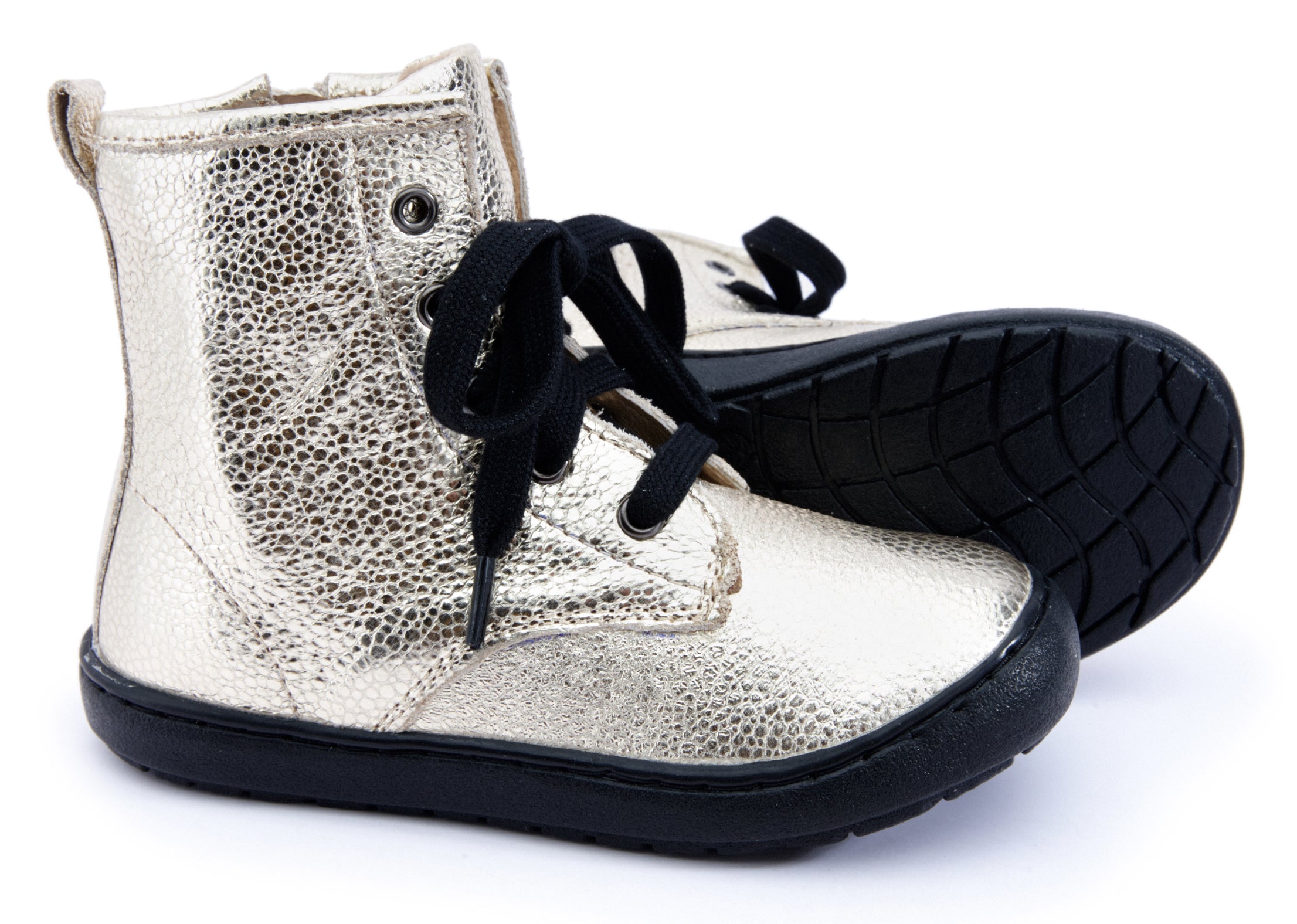 Old Soles Boys Girls 9005 Swagger High Top Lace-Up Sneaker Boots - Gold Pebble Leather | Stylish Kids' Fashion Shoes for School, Play & Outdoor Activities