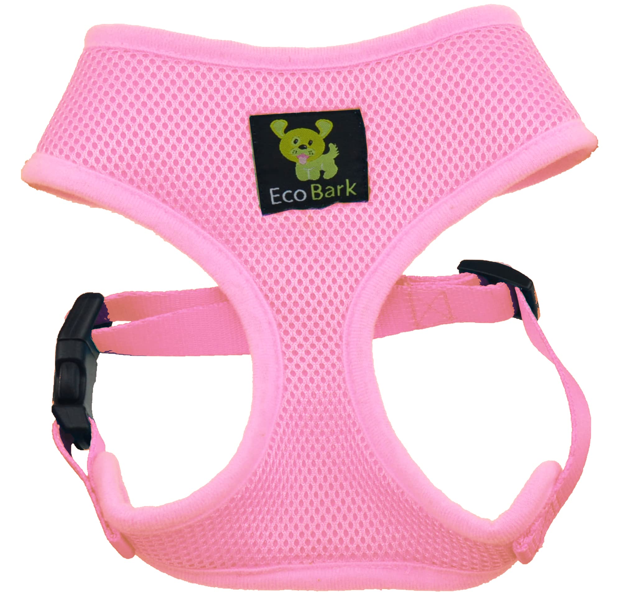 EcoBark No Pull Dog Harness - Eco-Friendly Comfortable Soft Mesh Vest for Puppies, Toy & Small Breeds - Adjustable Overhead Design, Choke-Free - Perfect for Walks, Training & Outdoor Adventures (Medium, Baby Pink)