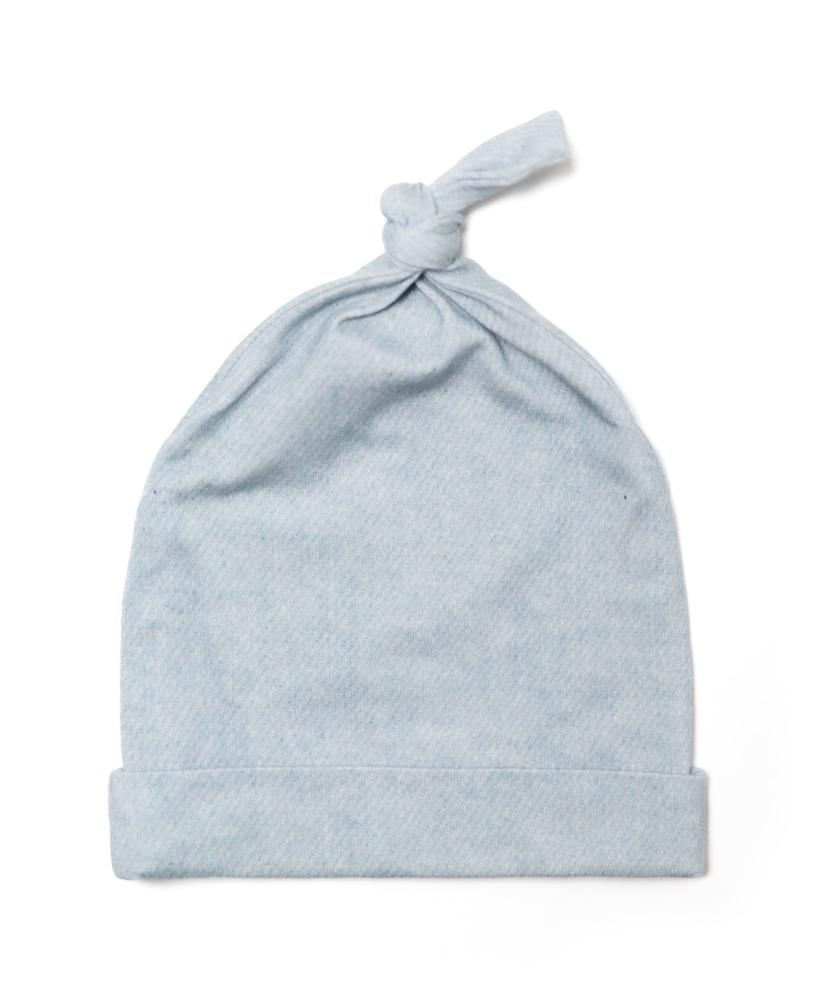 Light Blue Denim Print Knotted Beanie Hat for Women - Stylish Winter Knit Cap for Outdoor Activities, Casual Wear & Fashion Accessories