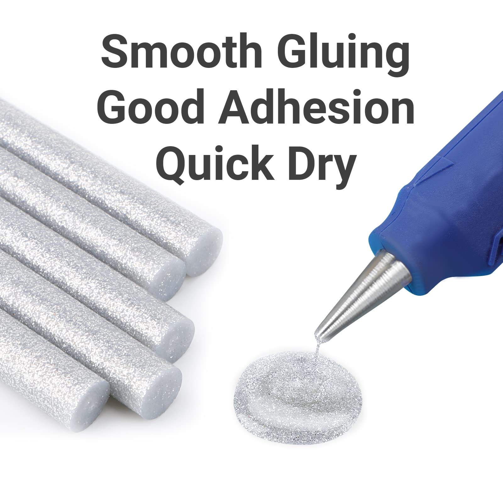 ENPOINT 36pcs Silver Glitter Hot Glue Sticks - 3.93 x 0.43 Inch Full Size Melt Adhesive for DIY Crafts, Woodworking, Office Projects & Home Repairs - Perfect for Scrapbooking, Holiday Decorations & Sealing Projects