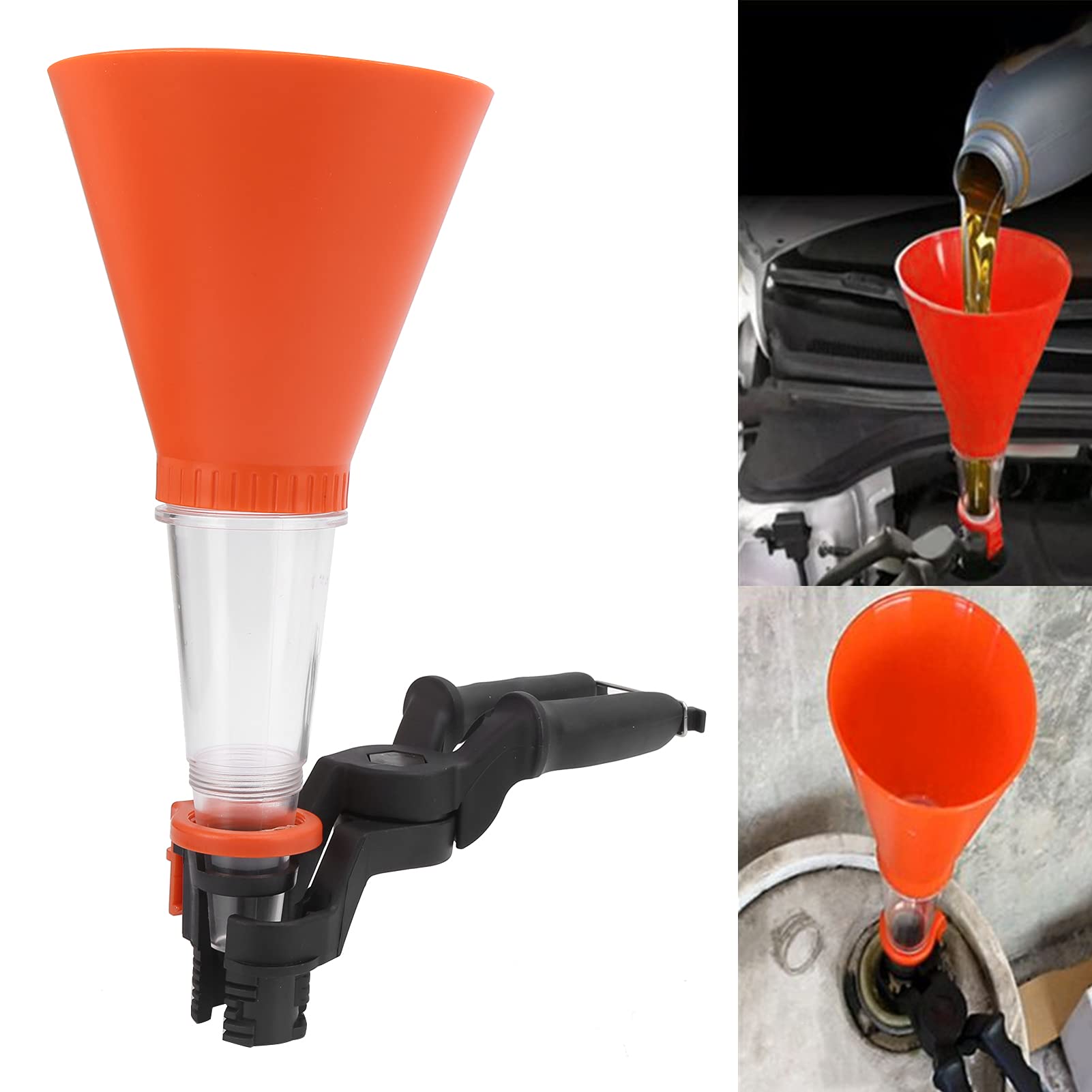 Akozon Oil Funnel Kit - ABS Fuel Funnel with Adjustable Clamp & Multi-Size Adapters for Car, Motorcycle, Lawn Mower - Durable Leak-Proof Oil Transfer Solution (1-Pack)