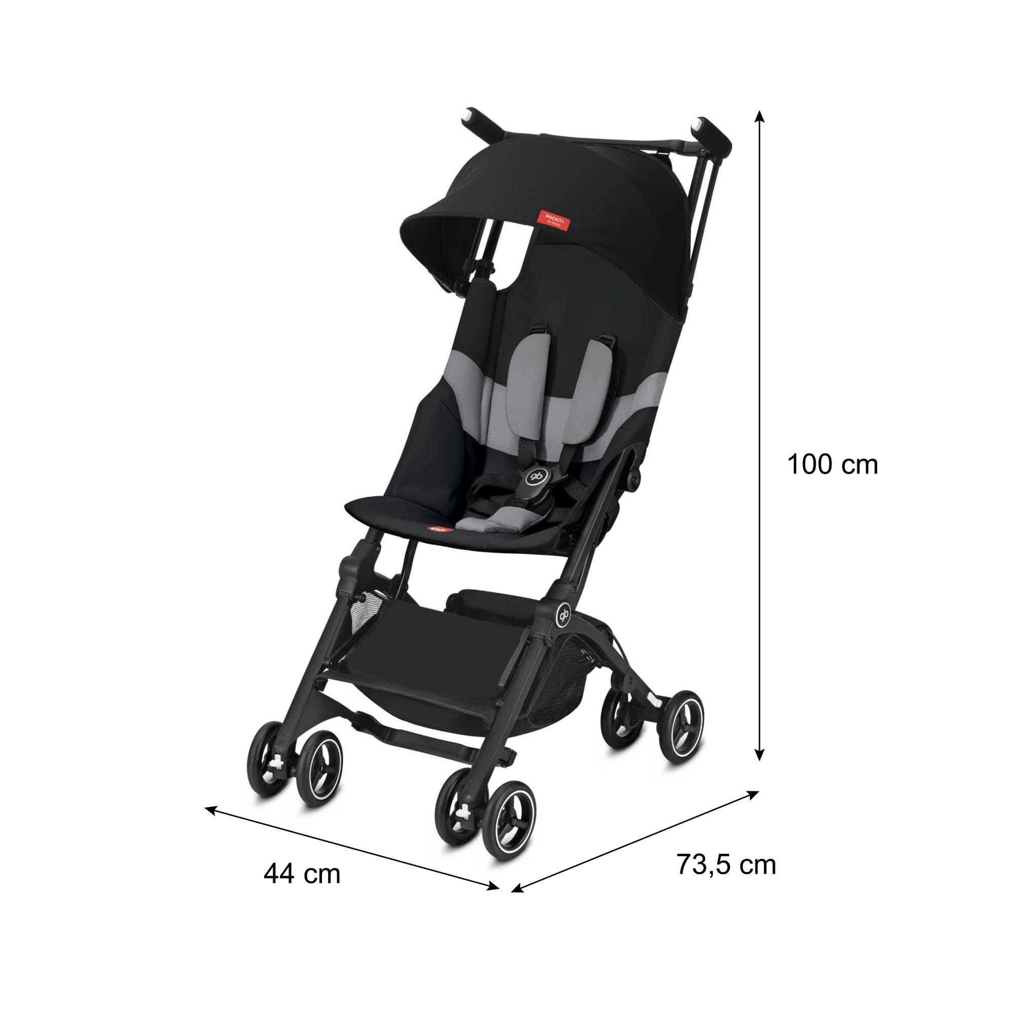 gb Pockit+ All-Terrain Ultra Compact Lightweight Travel Stroller - Foldable Baby Stroller with Canopy & Reclining Seat in Velvet Black | Perfect for Air Travel, City Walks & Outdoor Adventures
