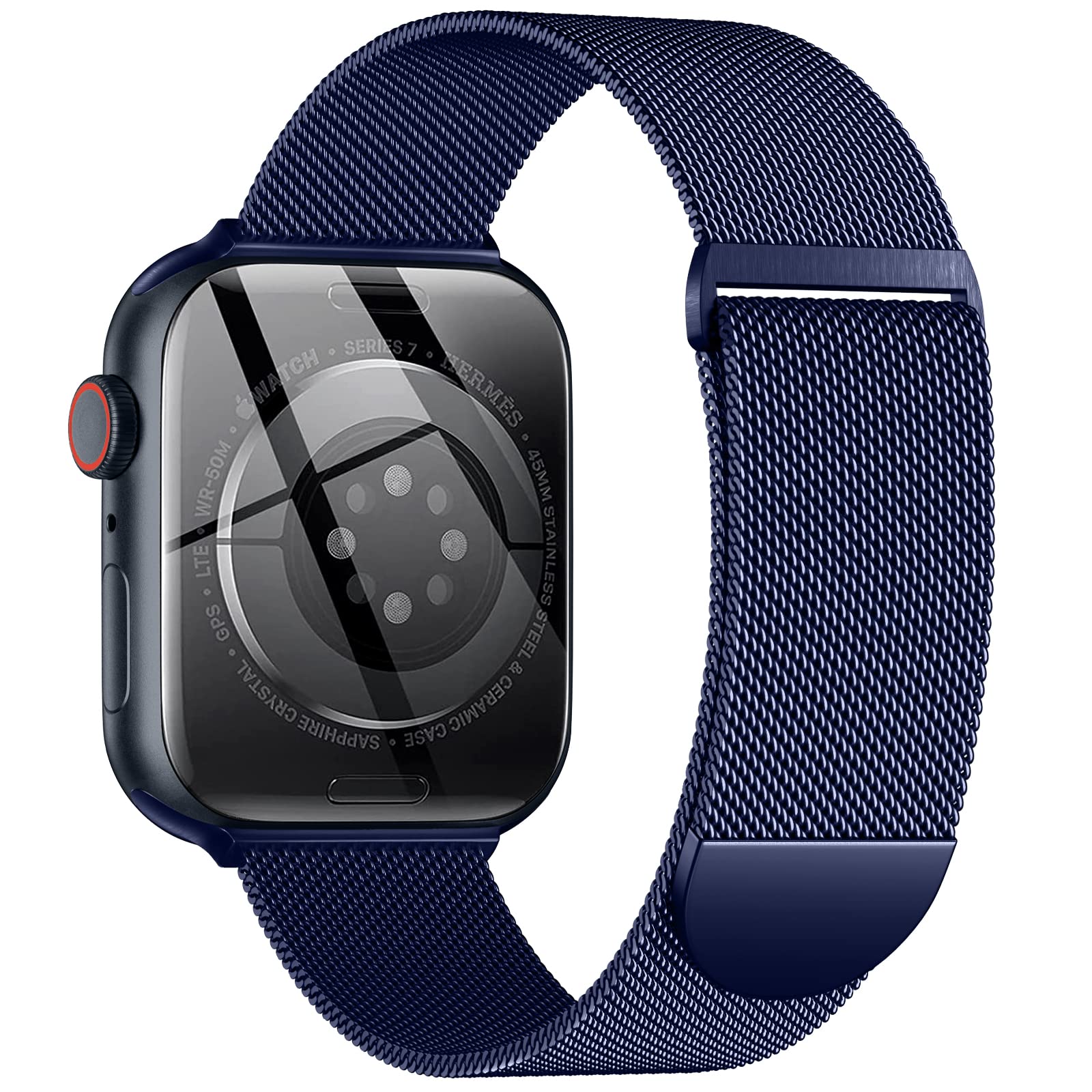 Premium Stainless Steel Milanese Loop Magnetic Band for Apple Watch Series 8/7/6/5/4/3/2/1/SE/Ultra - Compatible with 38mm 40mm 41mm 42mm 44mm 45mm 49mm - Adjustable Luxury Metal Strap for Men & Women - Perfect for Workouts, Office & Everyday Wear