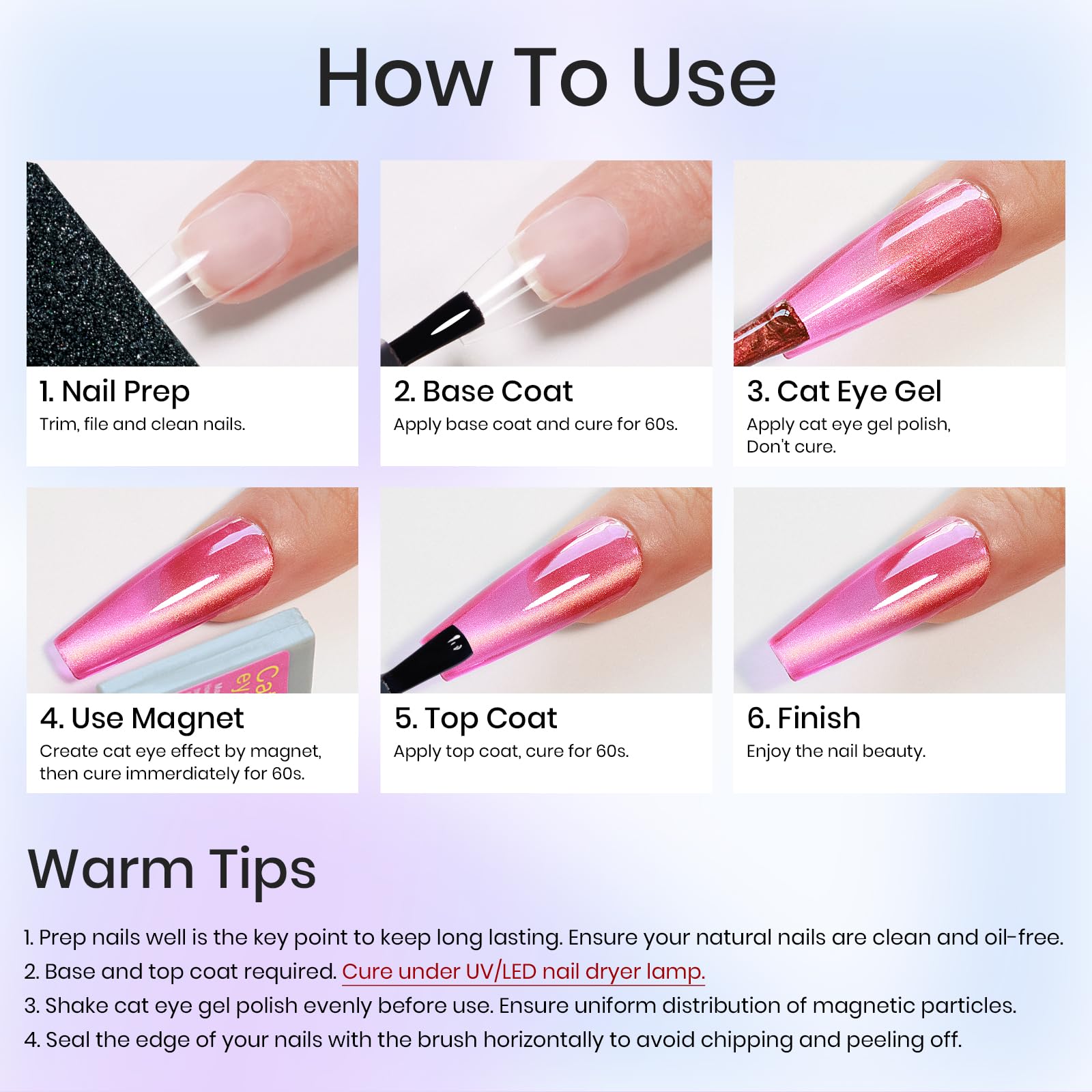 MIZHSE Cat Eye Gel Nail Polish Set - 8 Colors Magnetic Gel Polish with Magnet Stick (Pink, Red, Green, Purple) | Soak Off UV/LED Nail Art Kit for Women | Perfect for Parties, Weddings & Special Occasions