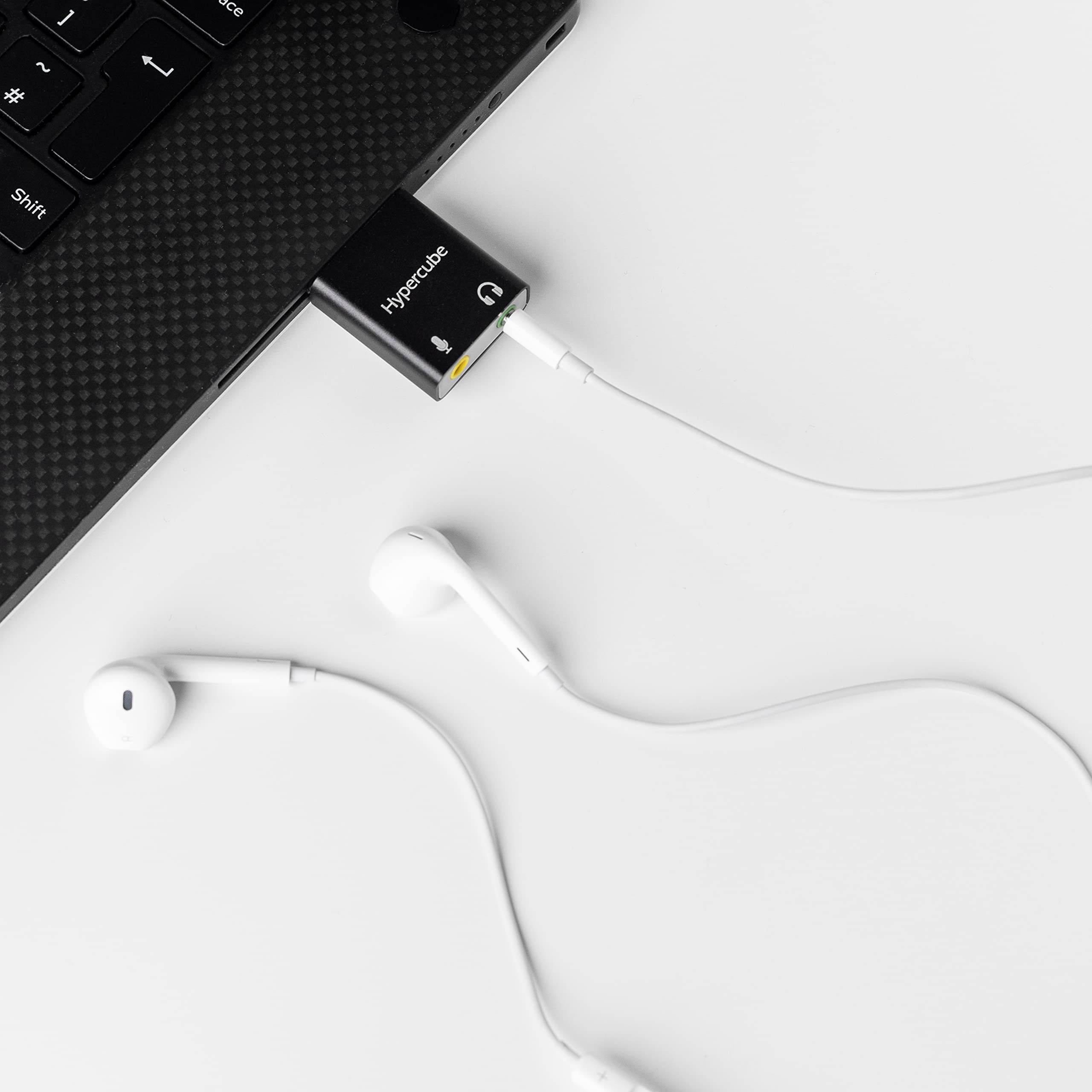 Hypercube USB to 3.5mm Audio Adapter with DAC - Dual Jack Headphone & Microphone USB Aux Converter - External Stereo Sound Card for Gaming Headsets - Compatible with PC, MacBook, Laptop - Perfect for Online Gaming, Video Calls & Music Streaming