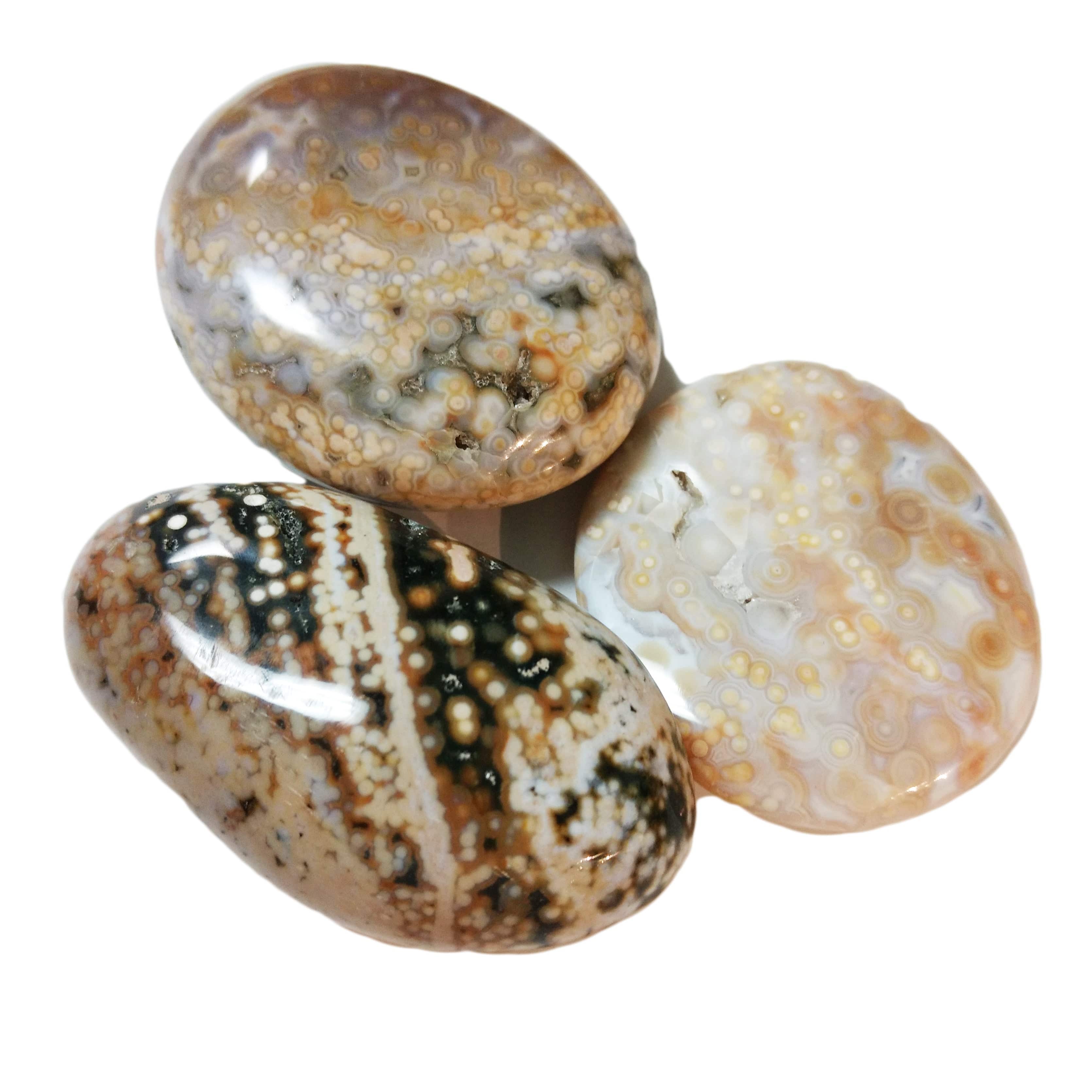 Jasper Ocean Palm Stone - Natural Healing Crystal for Stress Relief, Meditation & Positive Energy - Perfect for Home Decor, Yoga & Spiritual Practices