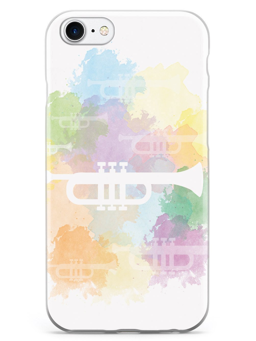 **Inspired Cases - iPhone 8 Case - 3D Textured Protective Cover for Apple iPhone 8 - Trumpet Silhouette Watercolor Design - Shockproof & Slim Fit - Perfect for Daily Use, Travel & Gifts**