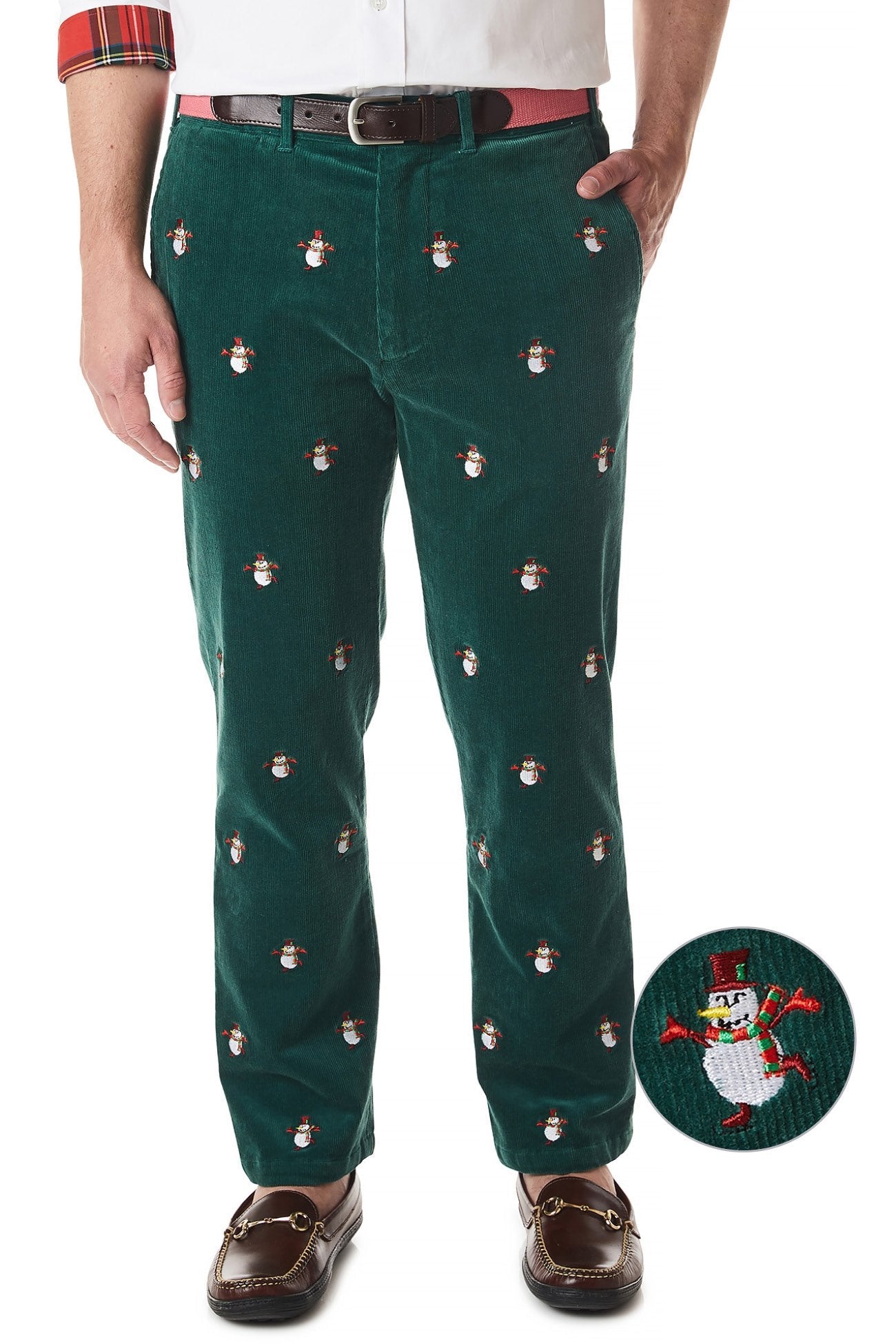 Beachcomber Corduroy Pants for Men - Winter Snowman Skating Design, Comfortable Stretch Fit for Casual Wear & Outdoor Activities