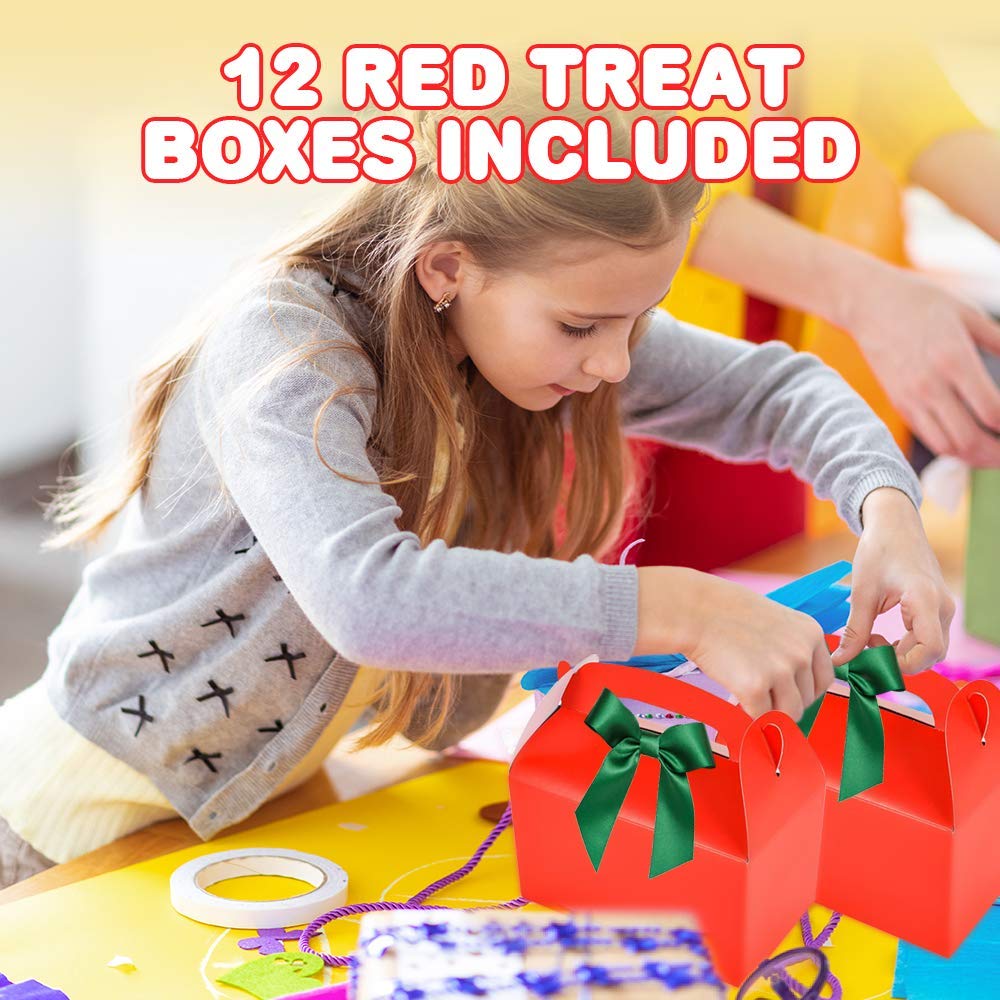 ArtCreativity 12-Pack Red Treat Boxes for Candy, Cookies & Party Favors - Christmas Cookie Boxes with Handles for Weddings, Birthdays & Holidays | Perfect for Gift Giving, Party Decor & Sweet Treat Storage