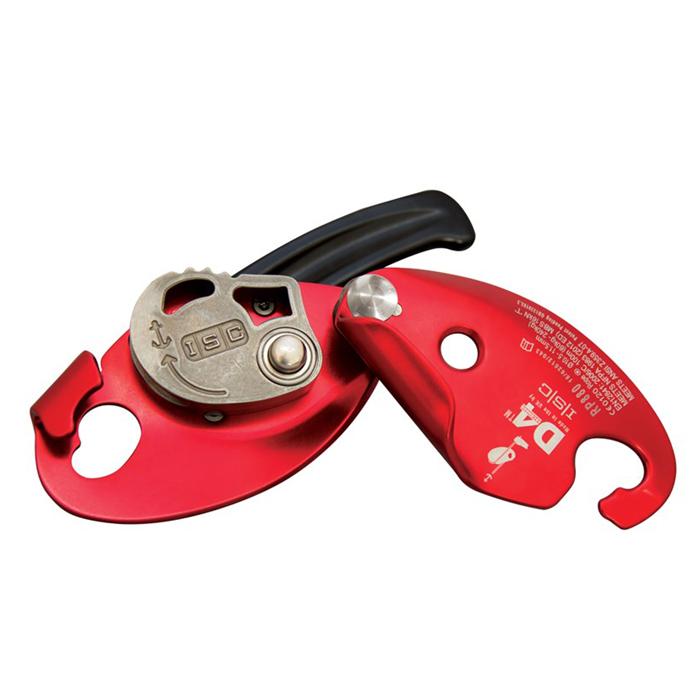 ISC D4 Industrial Descender - Professional Rope Descending Device for Climbing, Rescue & Work at Height (Red) - Perfect for Rock Climbing, Firefighting & Industrial Safety Applications