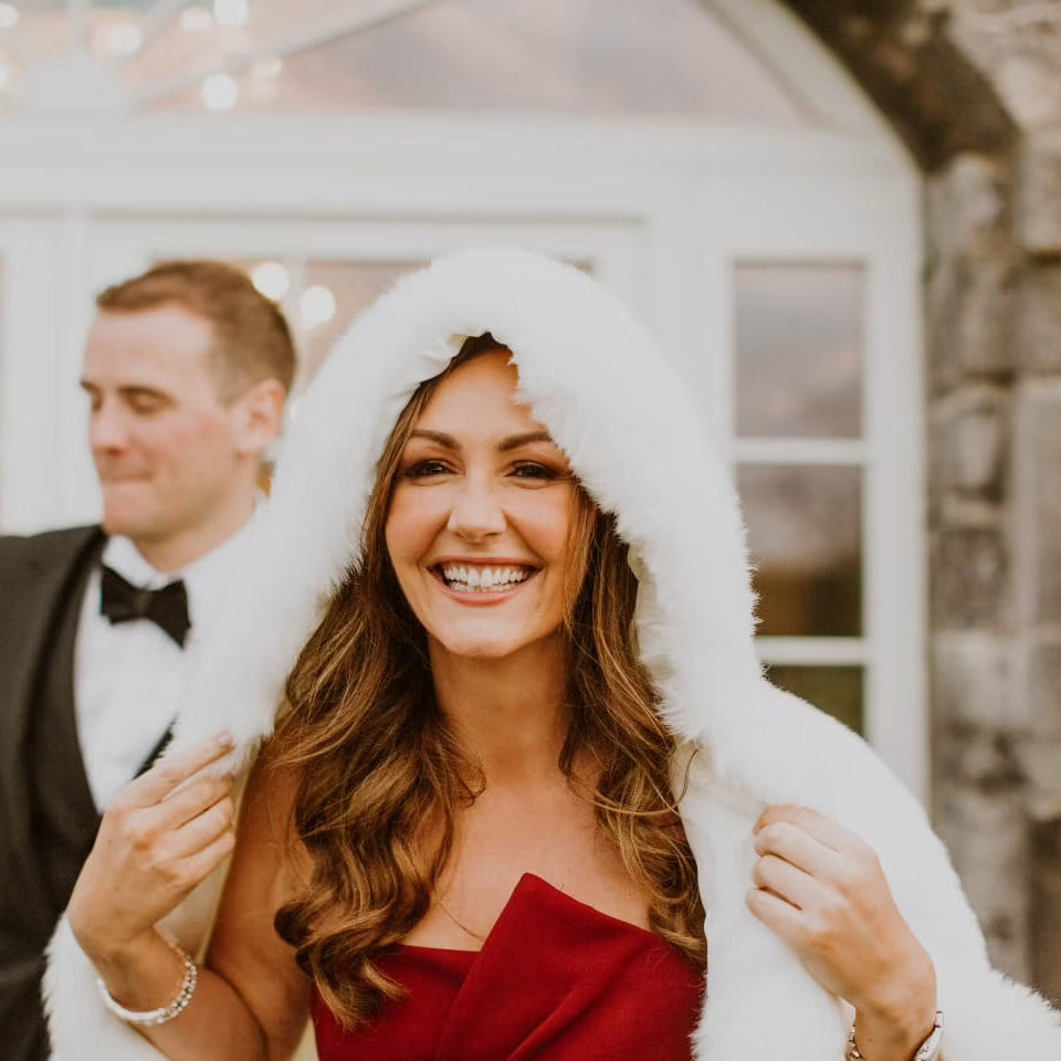Ivory White Fur Cape - Elegant Winter Shawl for Women | Juliet Wht01 | Perfect for Weddings, Parties & Cold Weather Fashion