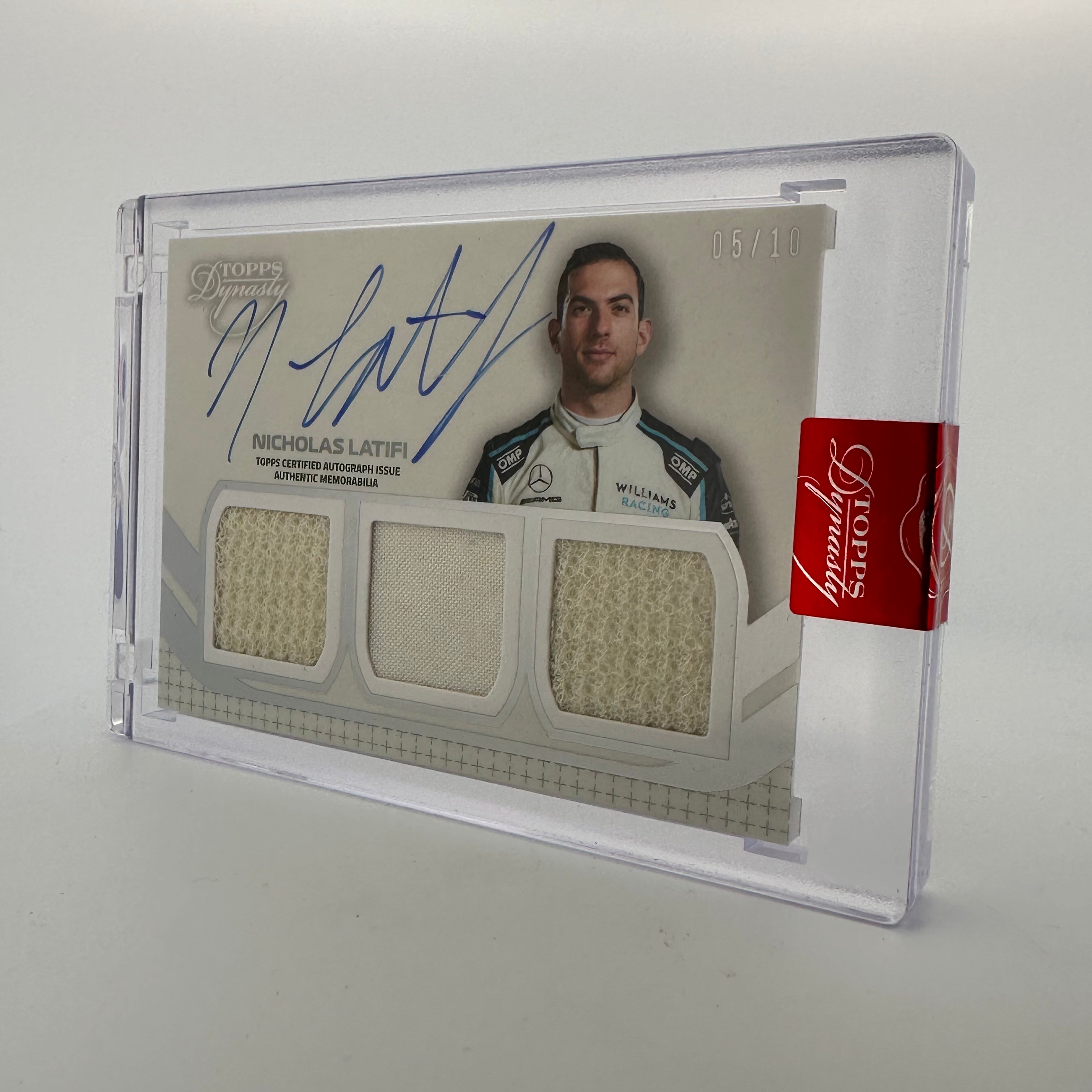 2021 Dynasty Nicholas Latifi #SDT LN Triple Relic Autograph Card - 05/10 Silver - Perfect for F1 Collectors and Racing Memorabilia Enthusiasts
