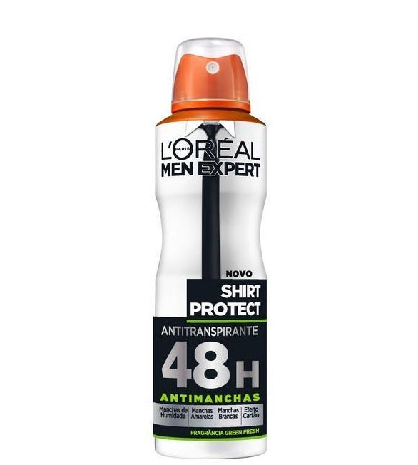 L'Oreal Paris Men Expert Anti-Stain Deodorant Spray - 100% Shirt Protection, No White Marks | Fresh & Long-Lasting for Workouts & Daily Use
