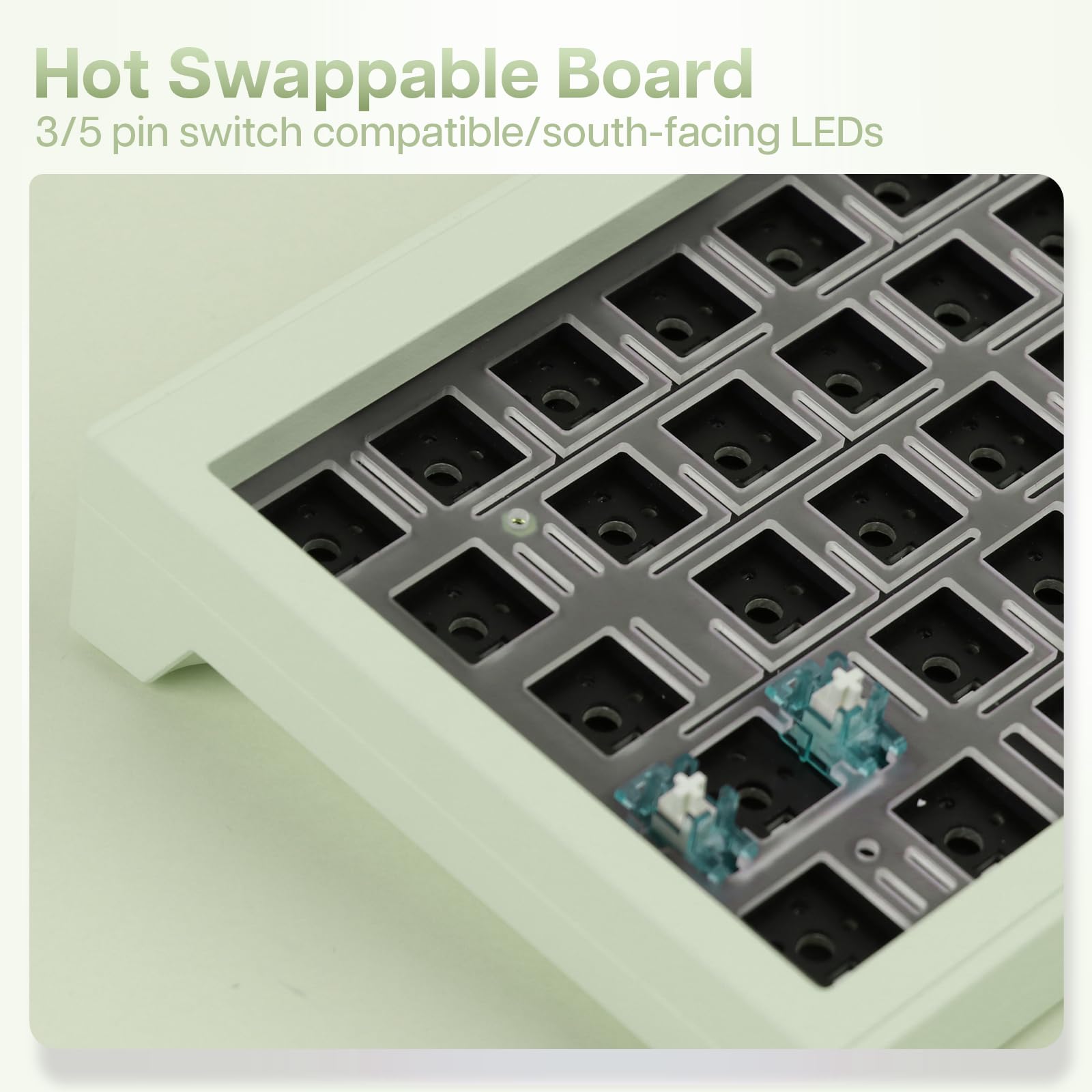EPOMAKER CIDOO V65 V2 Wireless/Wired Mechanical Gaming Keyboard - 65% Hot-Swappable DIY Kit with Gasket Mount, VIA Programmable Software, South-Facing RGB LED, CNC Aluminum Case (Dark Green) - Perfect for Esports, Typing & Office Work