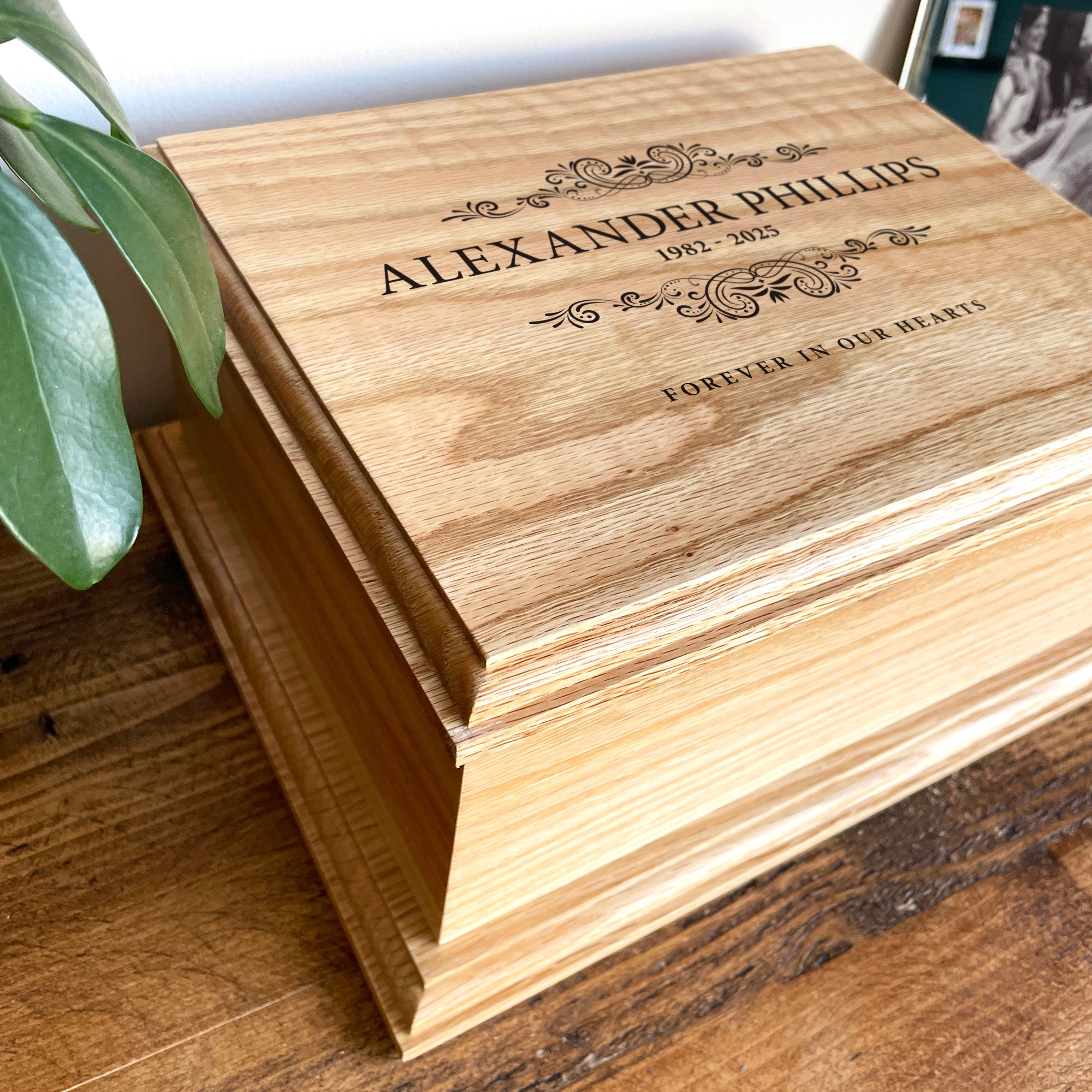 Personalized Solid Oak Adult Cremation Urn for Ashes - Handcrafted Keepsake Urn with Engraving Option - Perfect for Memorial Services, Home Display & Honoring Loved Ones