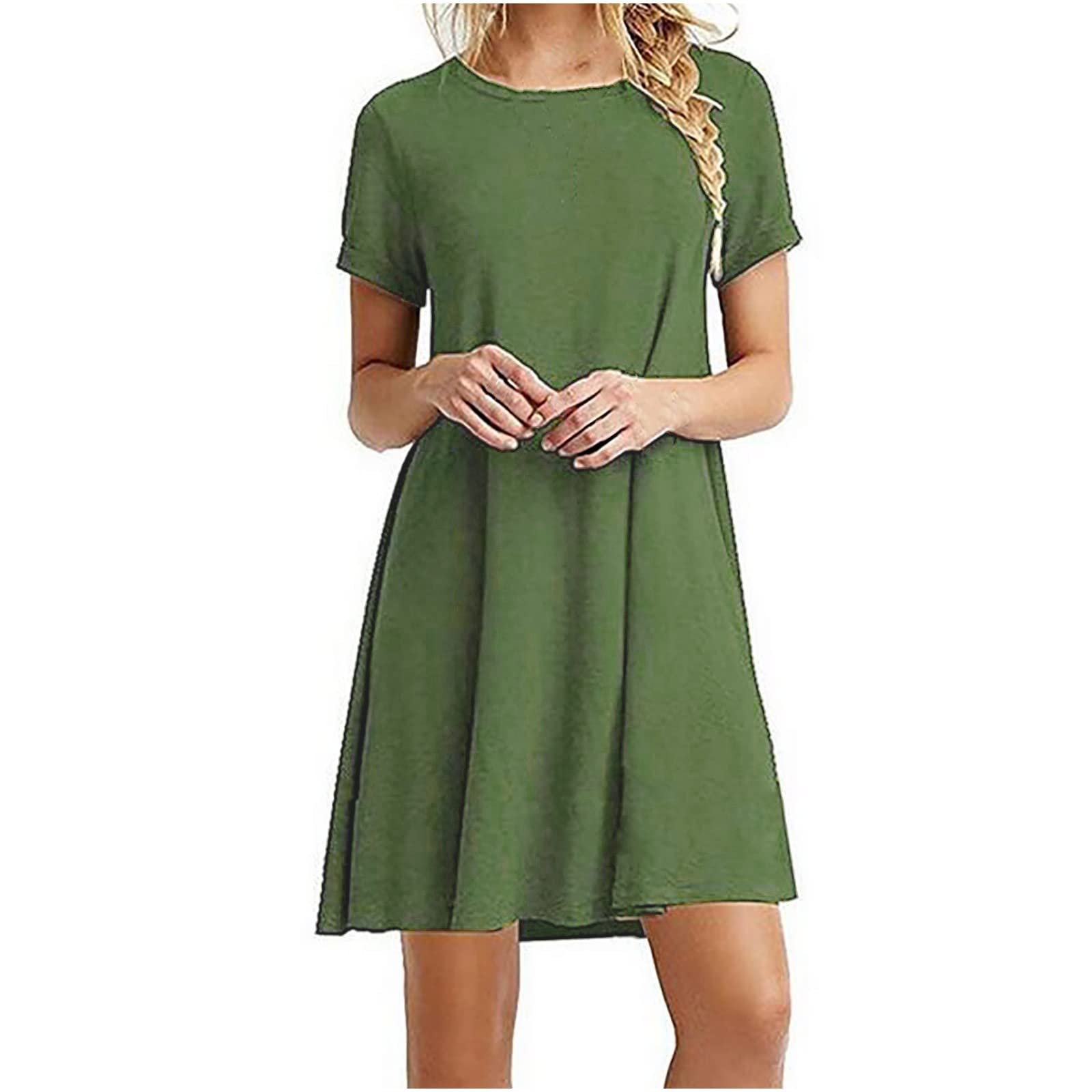 Women's Floral Short Sleeve T-Shirt Dress - Lightweight Summer Midi Swing Dress for Casual Wear | Perfect for Beach Outings, Picnics & Weekend Brunch