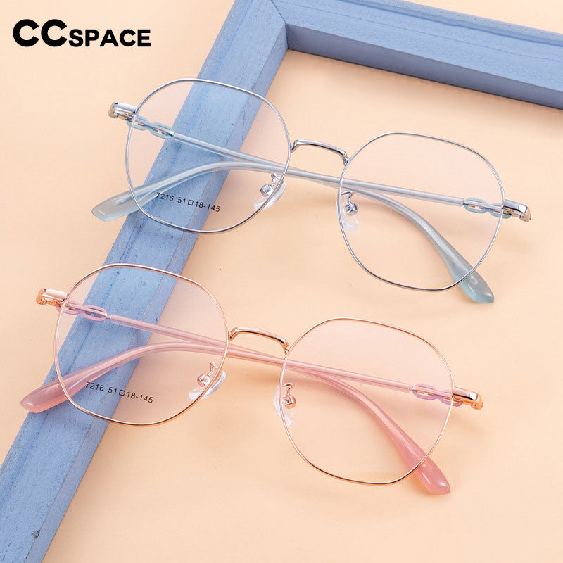 CCspace Unisex Full Rim Polygon Alloy Eyeglasses 55714 - Trendy Geometric Frame for Men & Women - Perfect for Work, Reading & Fashion Accessories