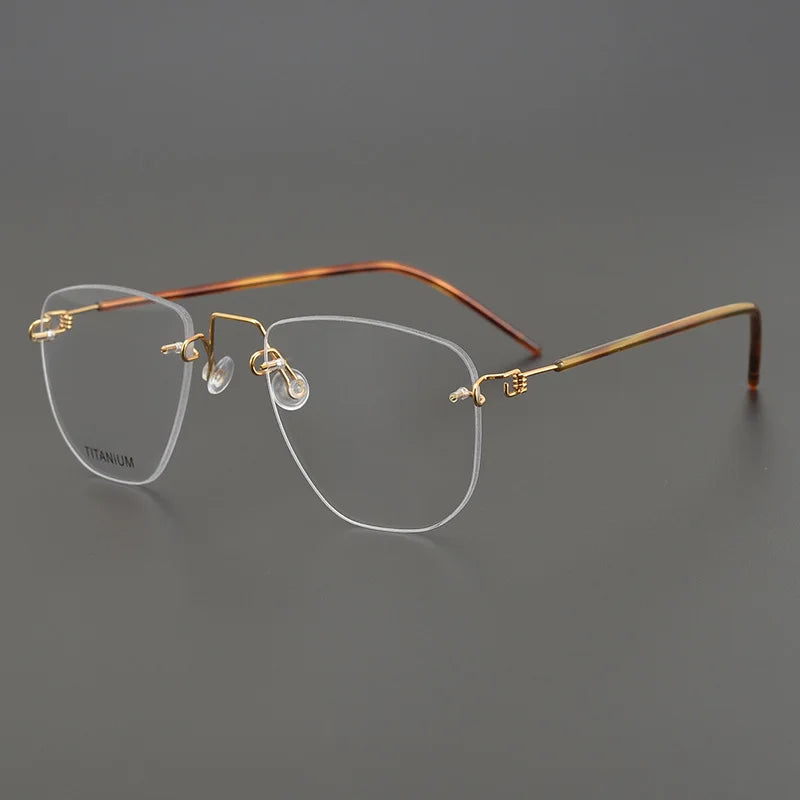 Black Rimless Square Titanium Eyeglasses for Women - Lightweight Screwless Design - Perfect for Reading, Work & Everyday Use