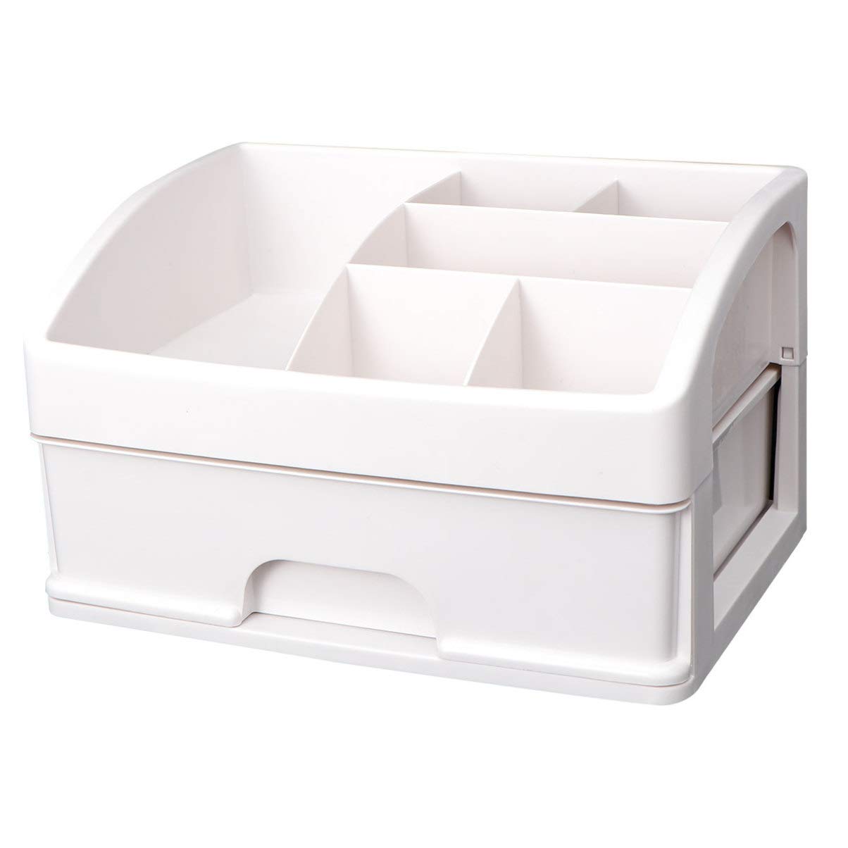 Plastic Makeup Organizer with Drawer - Cosmetic Storage Box for Lipsticks, Jewelry & Vanity Accessories | Desktop Organizer for Beauty Products, Sundries & Display | Perfect for Home, Salon & Travel Use