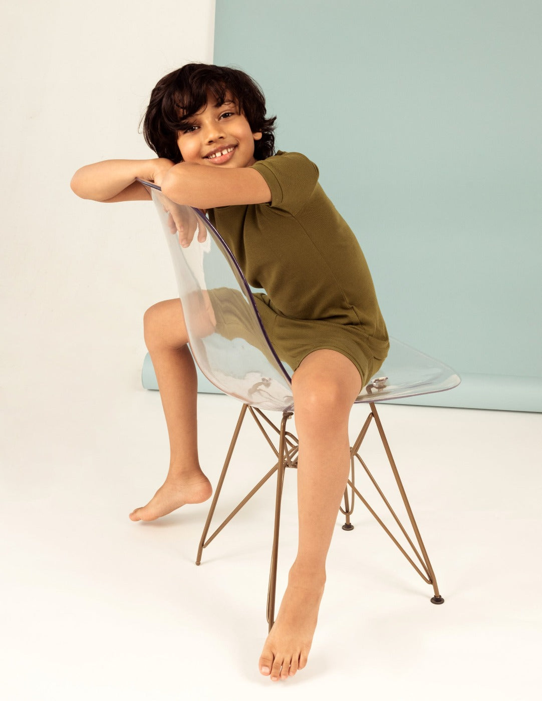 Olive Green Solid Color Family Matching Pajama Set - Cozy Sleepwear for Family Bonding & Holiday Gatherings