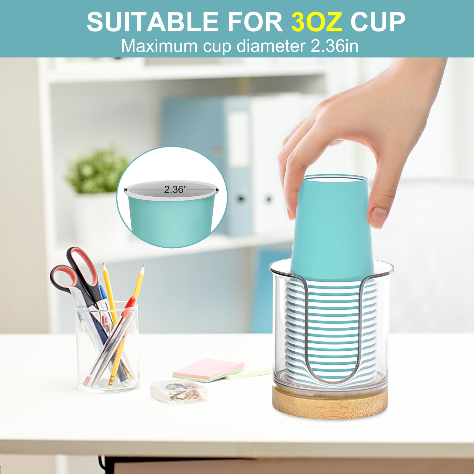 2 Pack Clear 3 oz Bathroom Cup Dispenser - Countertop Paper Cup & Mouthwash Cup Holder for Home, Office, and Dental Clinics - Hygienic Solution for Hand Washing, Rinsing, and Oral Care