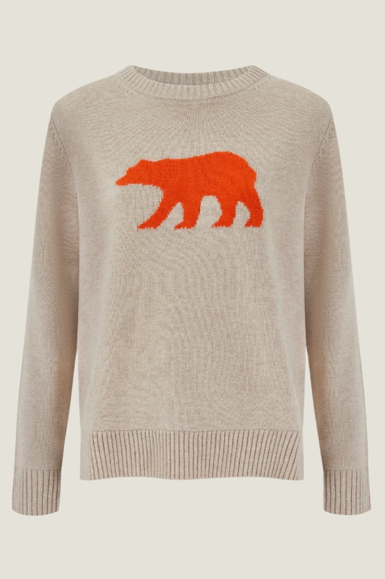 Premium Merino Wool Polar Bear Sweater - Soft & Warm Winter Knitwear for Men & Women | Oat & Orange Color Options | Perfect for Cold Weather, Outdoor Activities & Cozy Home Wear