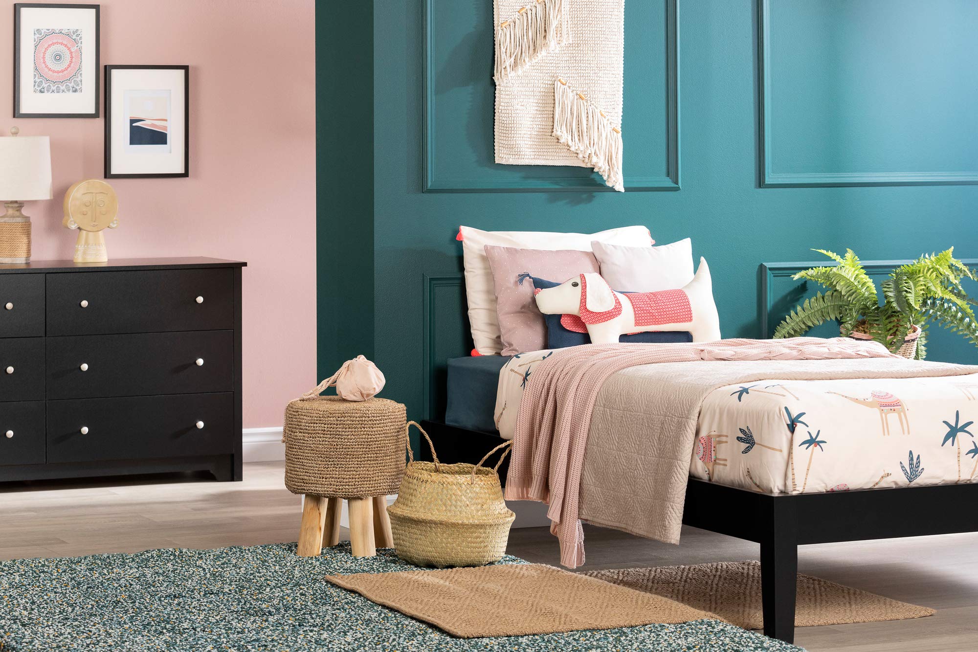 South Shore Vito Twin Platform Bed Frame - Black Wooden Bed for Kids & Teens - Perfect for Small Bedrooms & Dorm Rooms