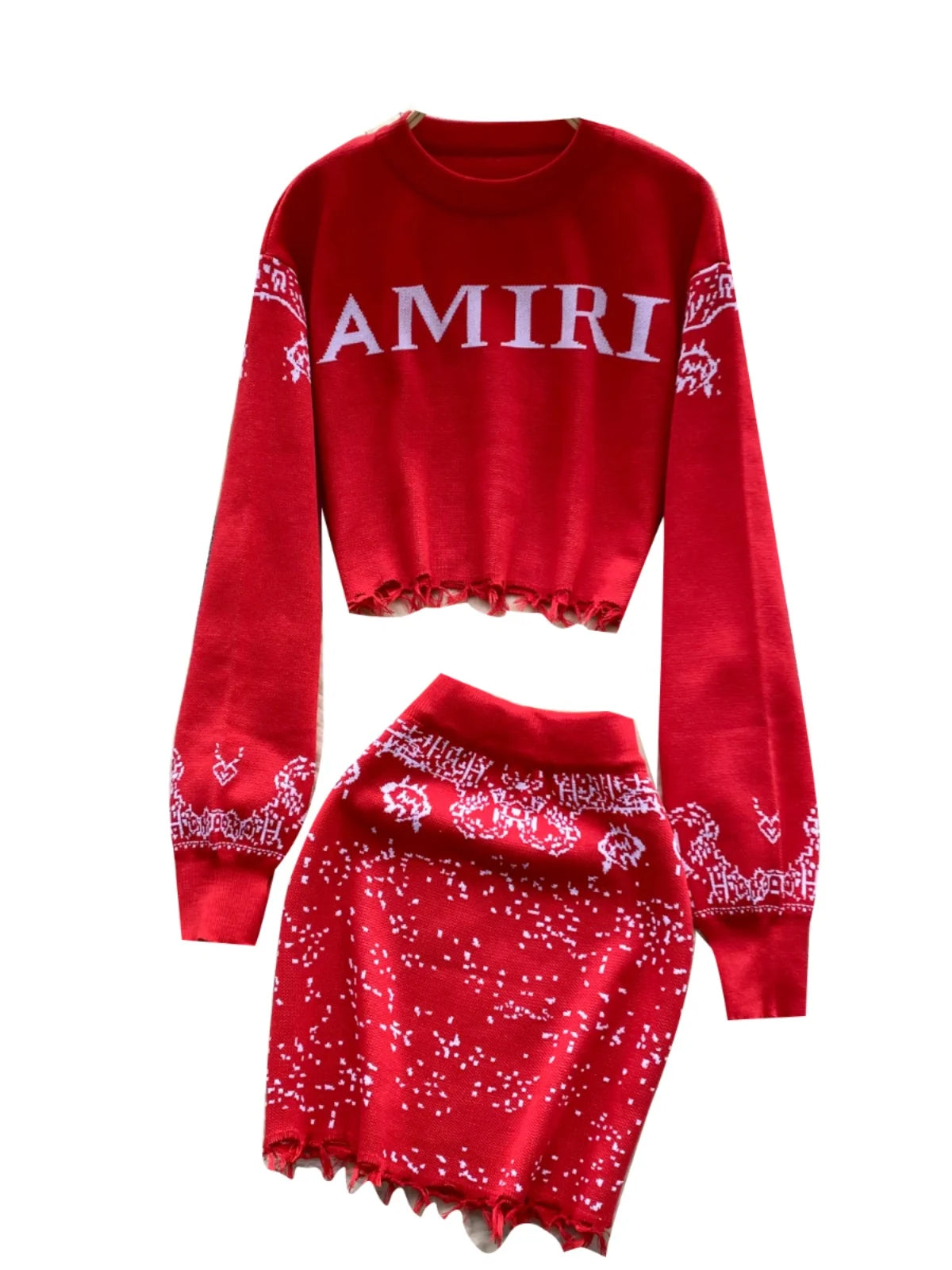 Women's Green & Red Patchwork Knit Sweater & High Waist Skirt Set - Long Sleeve Pullover & Short Skirt Outfit for Fall Winter Fashion | Perfect for Holiday Parties, Date Nights & Casual Wear