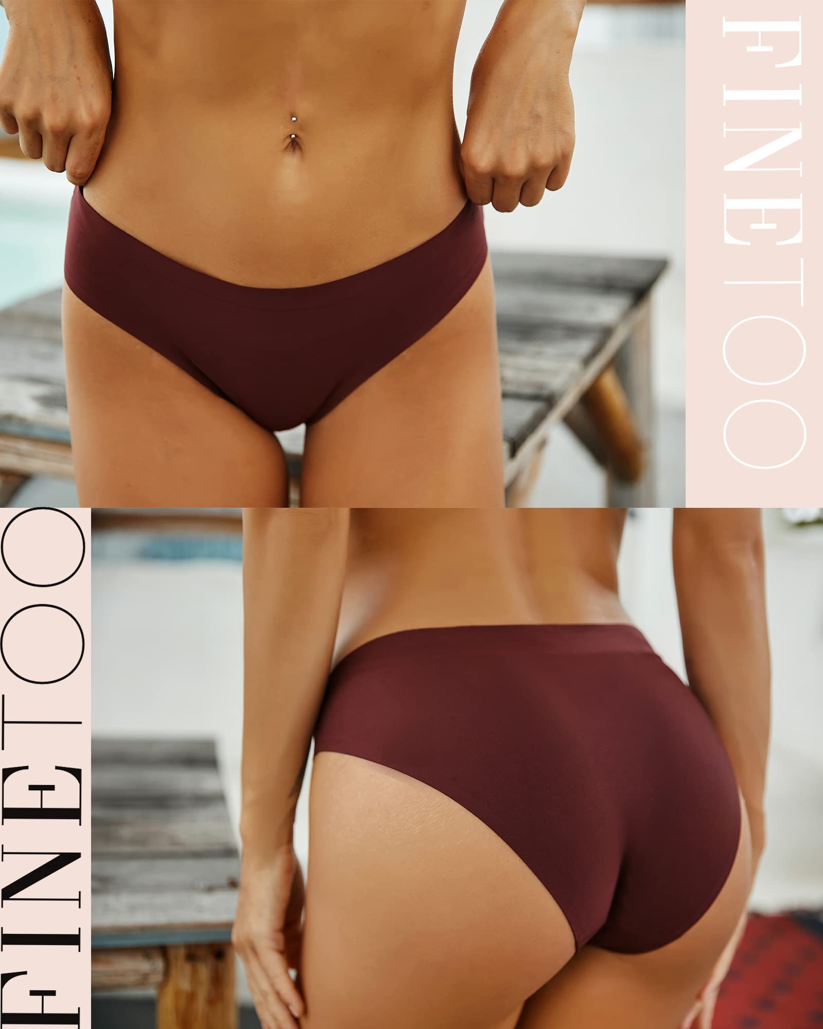 FINETOO 6 Pack Women's Seamless No Show Hipster Underwear - Soft Stretch Bikini Briefs Invisible Panties for Everyday Comfort (XS-XL) - Perfect for Yoga, Work & Travel