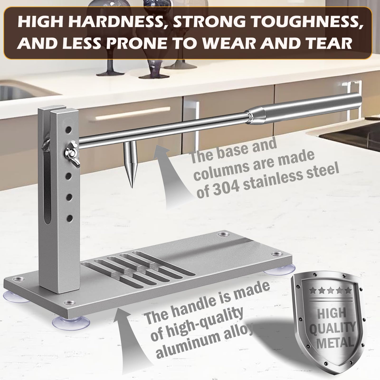 Premium Stainless Steel Oyster Shucker Tool Kit - Heavy Duty Clam Opener with Adjustable Blade, Non-Slip Suction Base, Protective Gloves & G-Clip - Perfect for Home Kitchen, Seafood Restaurants & Beachside Oyster Parties