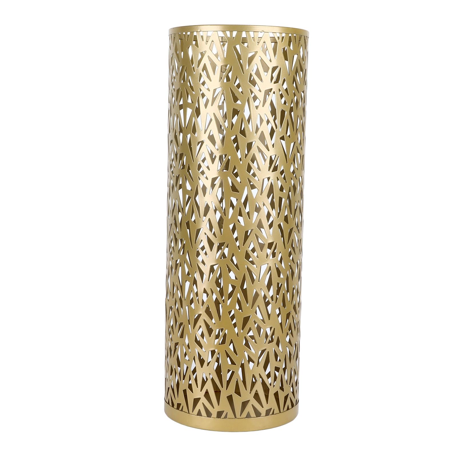 Stylish Metal Freestanding Umbrella Stand Holder for Entryway - Hollow Round Design for Home, Hotel & Office - Large Gold Organizer Bin | Perfect for Rainy Days & Entryway Storage