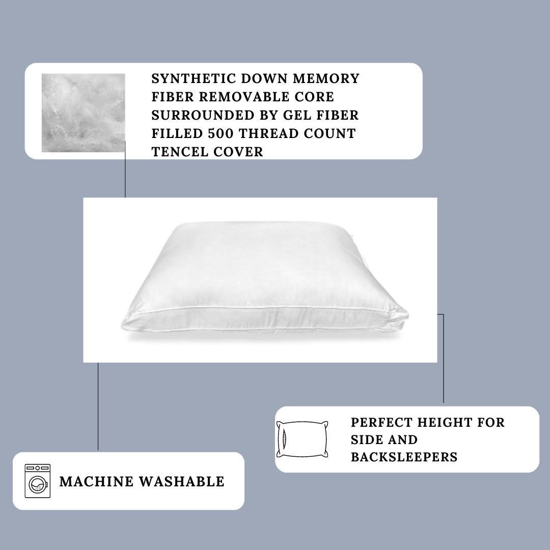 Dual Layer Extra Firm Support Pillow for Back & Side Sleepers - Carpenter Co. Comfort Pillow for Neck Pain Relief & Better Sleep