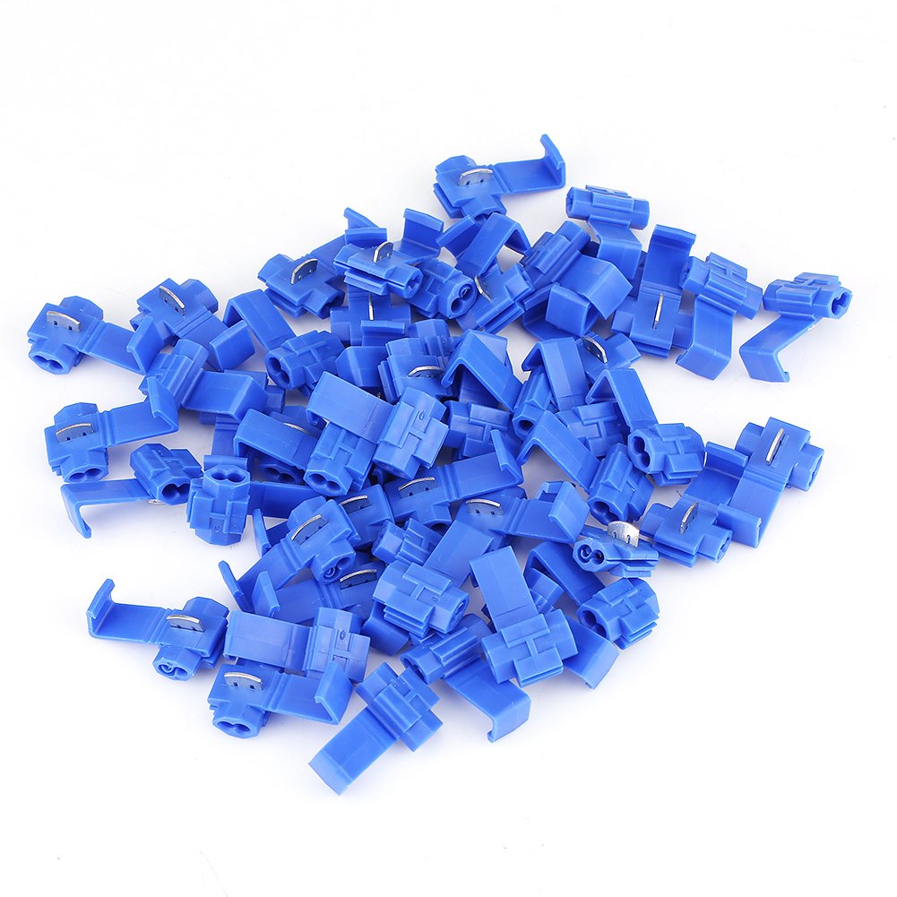 50pcs Quick Splice Wire Connectors Kit - Blue Insulated Terminals for 0.72-2.5mm² Wires (22-14 AWG) - Secure Electrical Connections for Automotive, Home Wiring & DIY Projects - Fast Installation Wire Splice Clips for Reliable 2-Wire Joining
